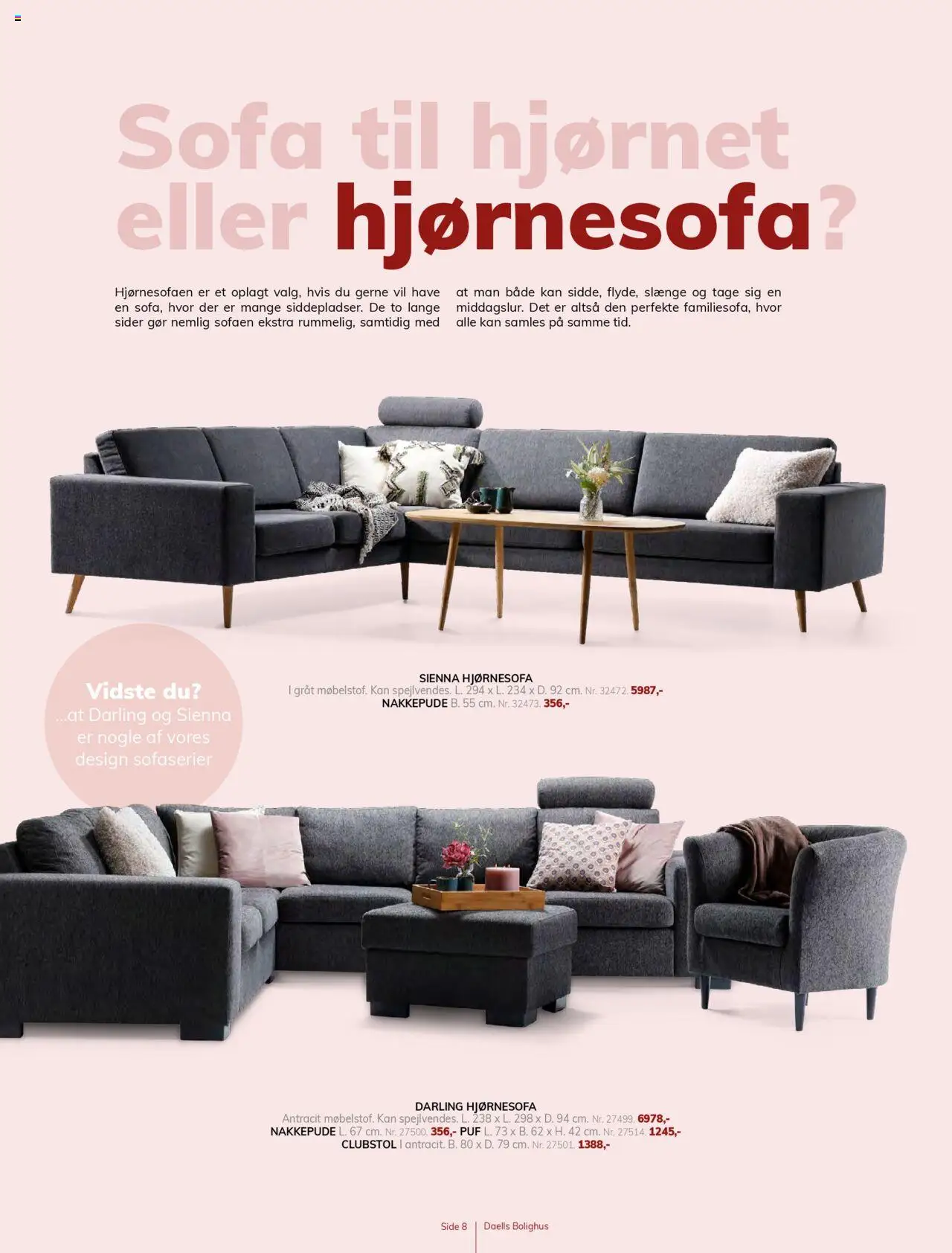 Daells Bolighus tilbudsavis – gyldig fra 14.08.2025 | Side: 8 | Produkter: Sofa, Hjørnesofa, Puf