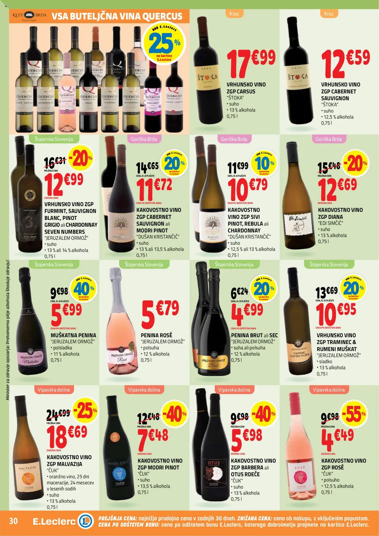 Novi E.leclerc katalog ponudbe – veljaven od 08.04.2026 | Stran: 30 | Izdelki: Penina, Vino
