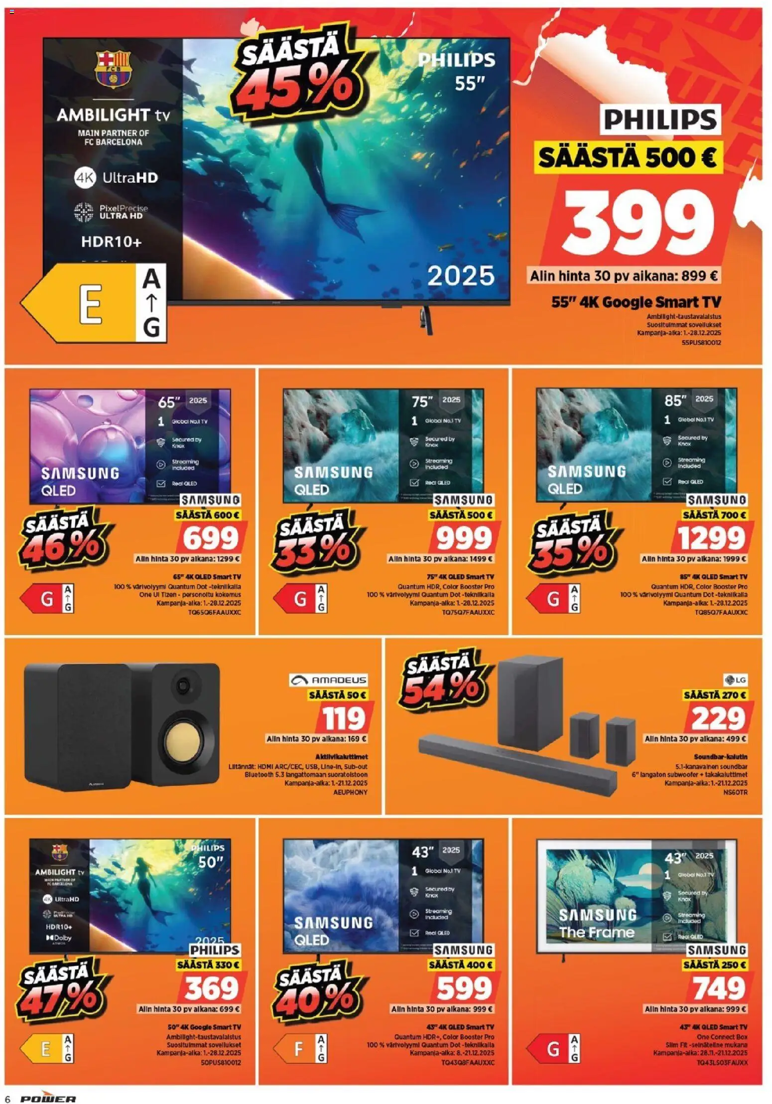 Power tarjoukset – voimassa 15.12.2025 alkaen | Sivu: 12 | Tuotteet: Soundbar, TV