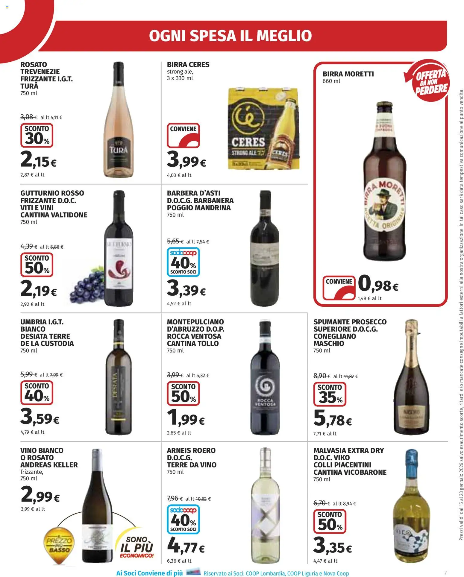 Volantino Ipercoop del 15.01.2026 | Pagina: 7 | Prodotti: Birra, Data, Spumante, Vino bianco
