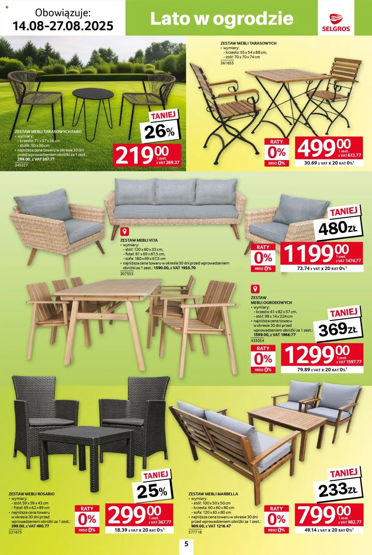 Selgros cash&carry - Katalog Hot Summer od 14.08.2025 | Strona: 5 | Produkty: Sofa, Fotel, Stół, Krzesło