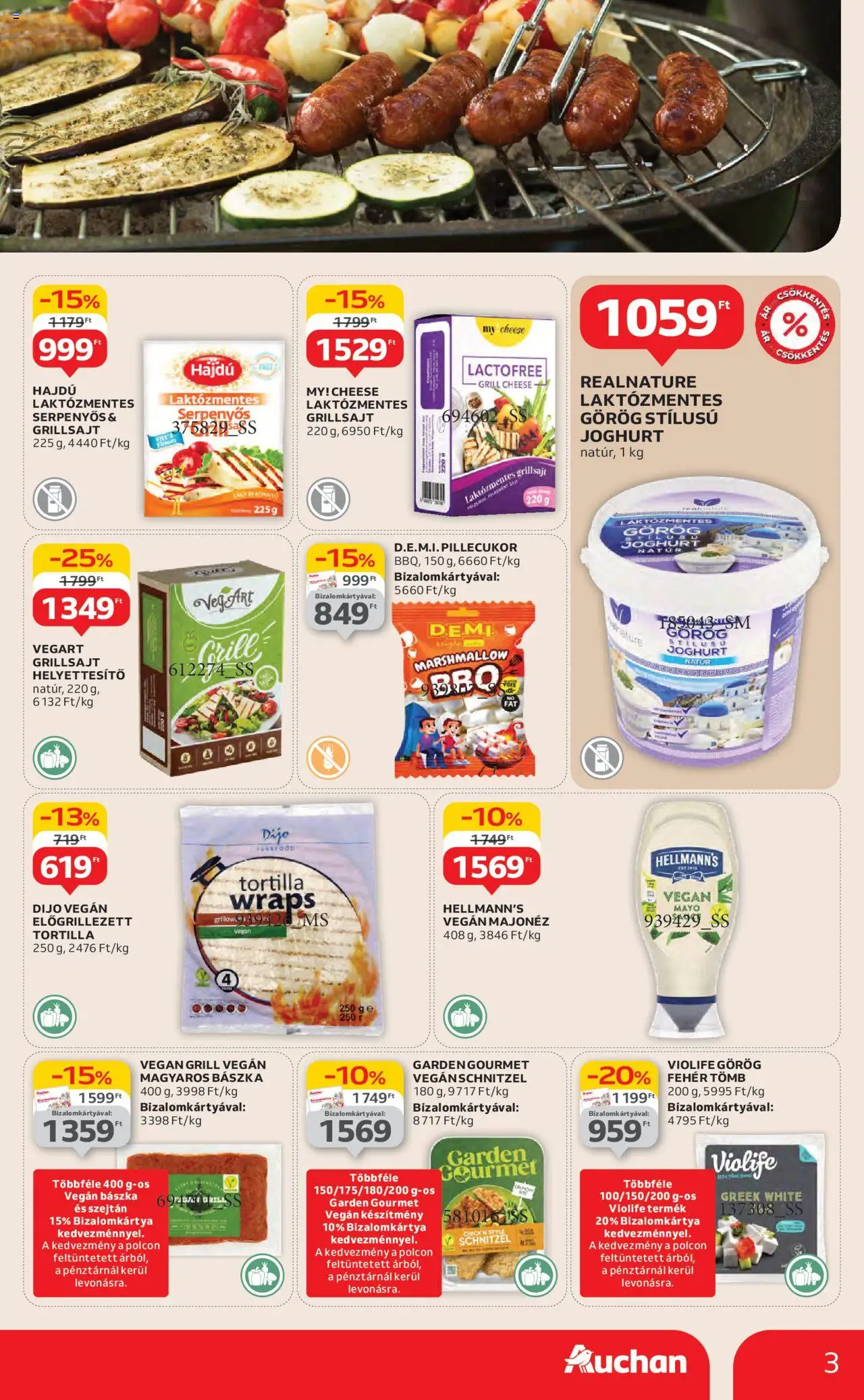 Auchan akciós ujság - amely érvényes a következő dátumtól: 26.06.2025 | Oldal: 3 | Termékek: Tortilla, Pillecukor, Vegán, Majonéz