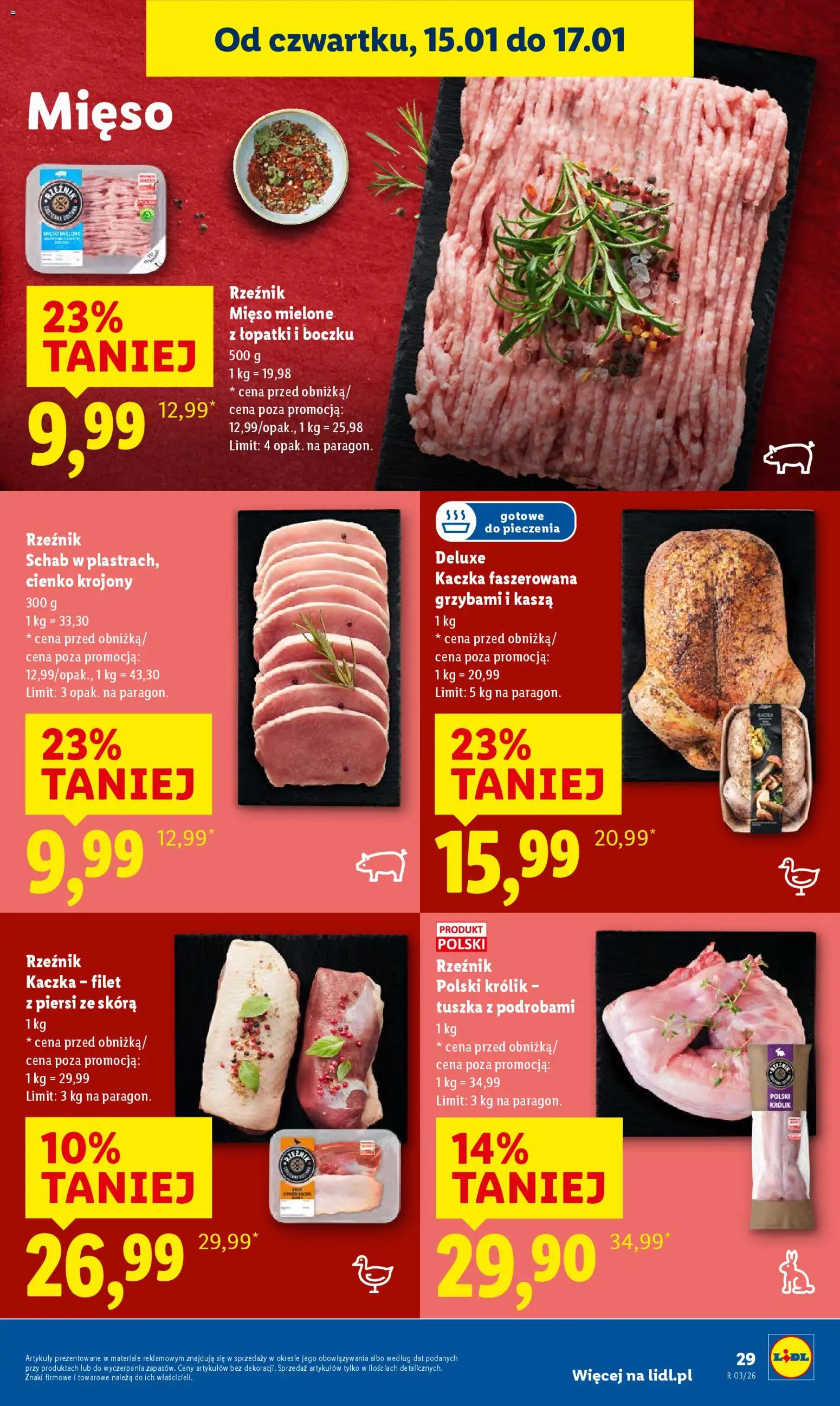 Lidl Gazetka od 15.01.2026 | Strona: 29 | Produkty: Piersi, Mięso, Kaczka, Mięso mielone