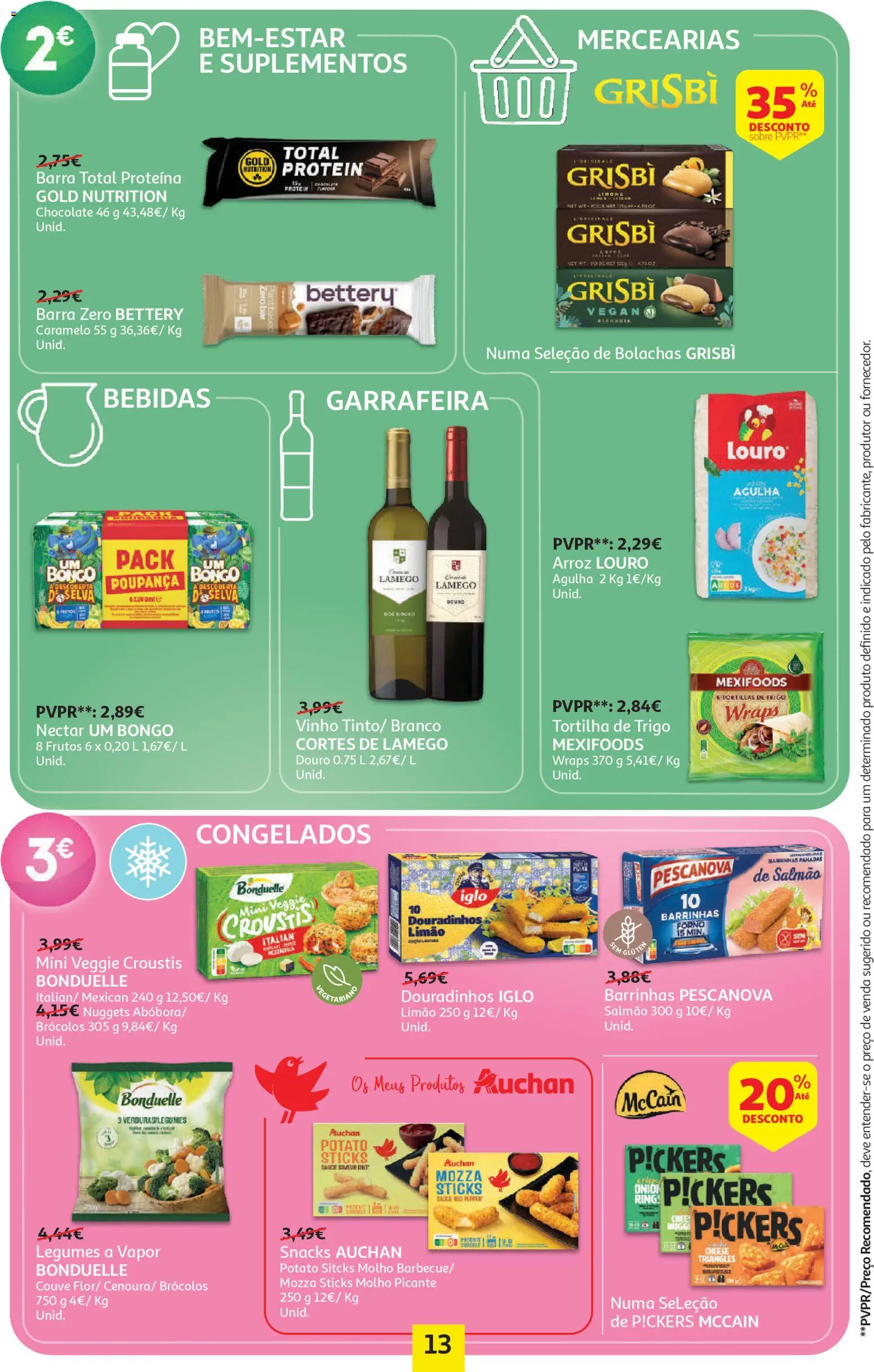 Auchan - Preços Redondos │ válido de 06.04.2026 | Página: 13 | Produtos: Salmão, Vinho, Proteina, Couve