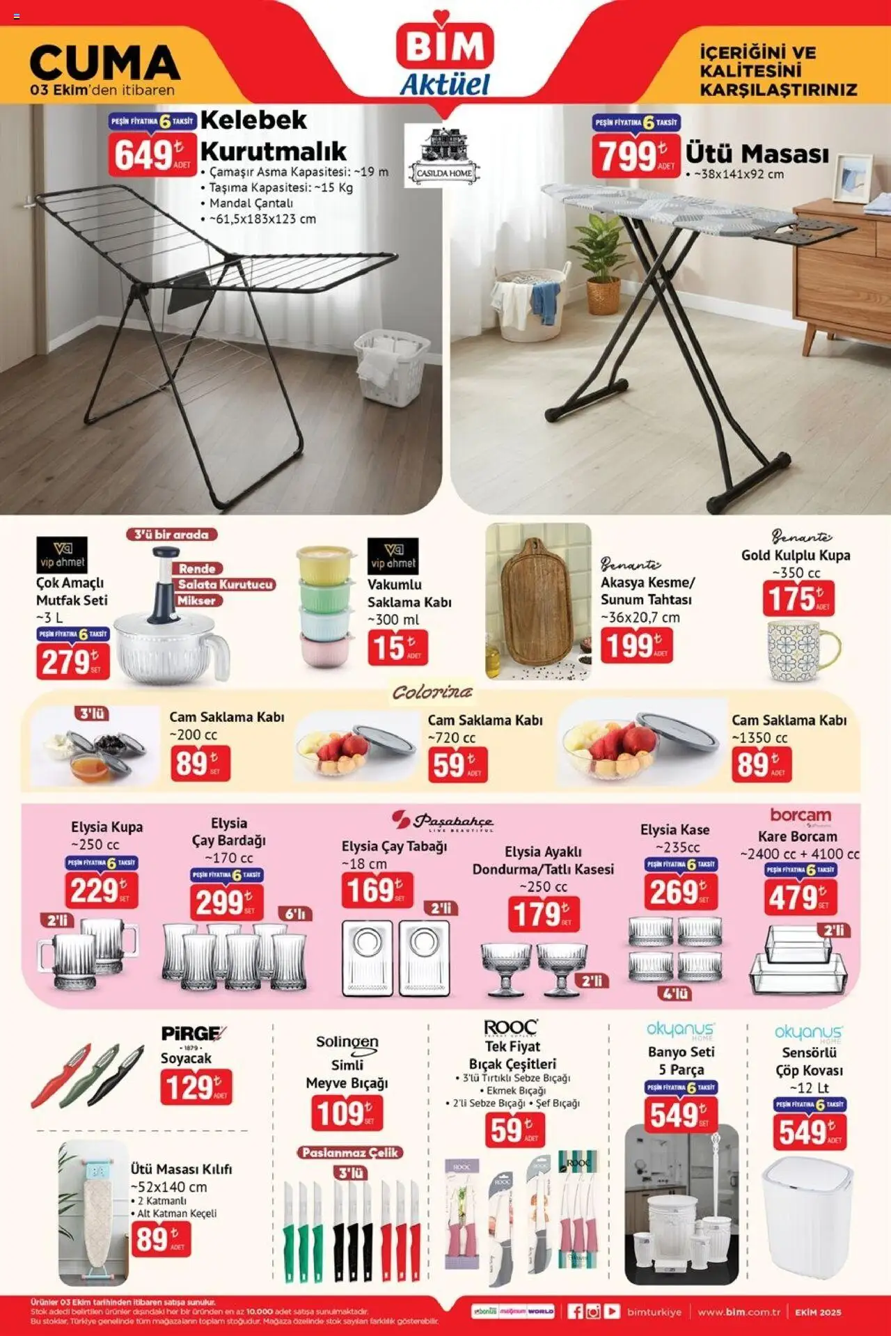 BİM  Katalog Cuma - 03.10.2025 tarihinden itibaren geçerlidir | Sayfa: 4 | Ürünler: Ütü masası, Kurutmalık, Kaşe, Banyo