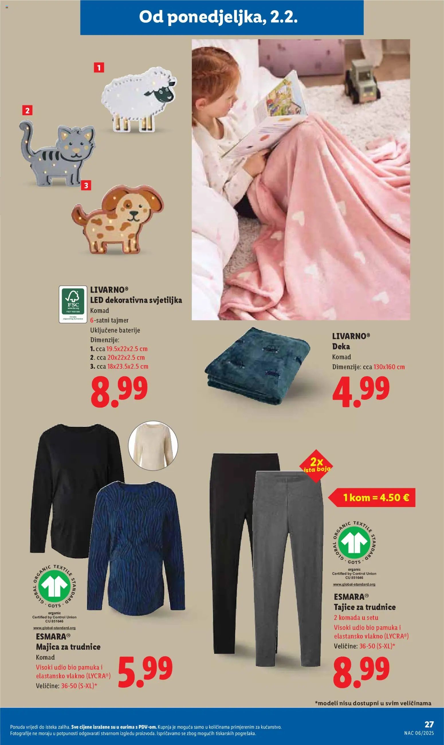 Lidl katalog | vrijedi od 02.02.2026 | Stranica: 27 | Proizvodi: Svjetiljka, Tajice, Baterije, Deka