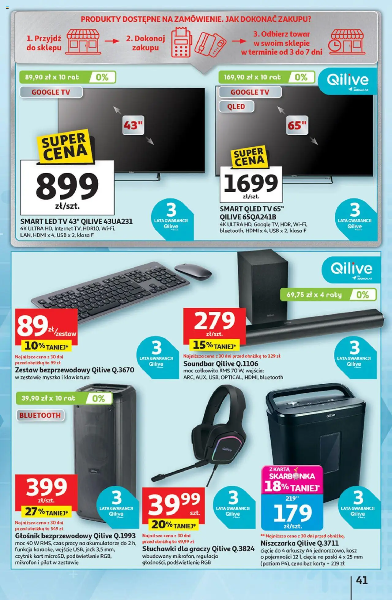 Auchan Gazetka - Pewność niskich cen Hipermarket od 18.09.2025 | Strona: 41 | Produkty: Karta, Słuchawki, Mikrofon, Głośnik