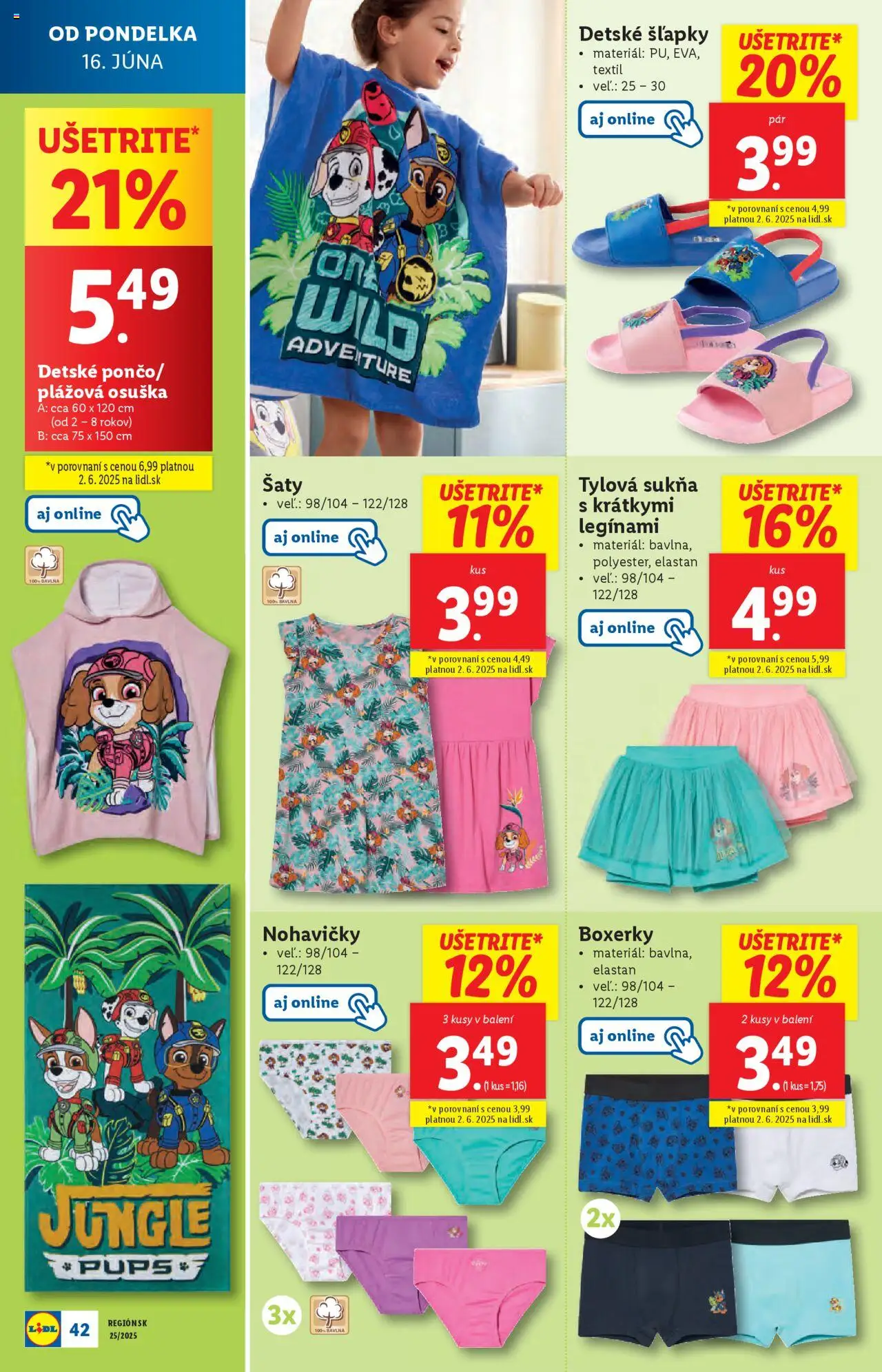 Lidl leták │ platný od 16.06.2025 | Strana: 54 | Produkty: Osuška, Šaty, Boxerky, Šľapky