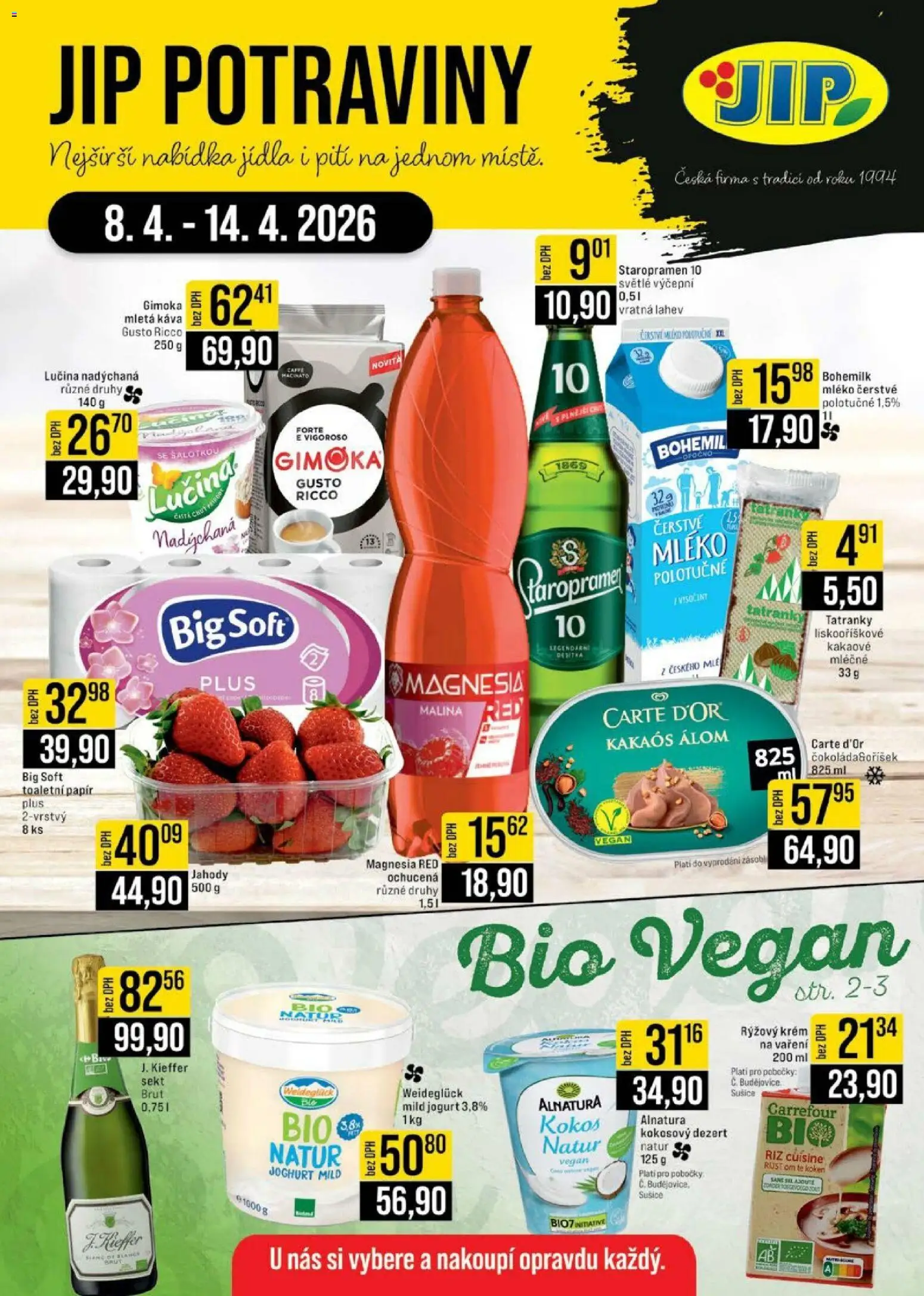 Jip leták - Cash & Carry od 08.04.2026 | Strana: 1 | Produkty: Magnesia, Kokos, Carte d'or, Mletá káva