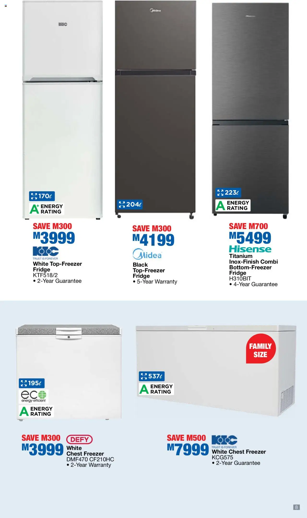 New OK Furniture catalogue – valid from 06.10.2025 | Page: 8 | Products: Freezer, Fridge, Chest freezer
