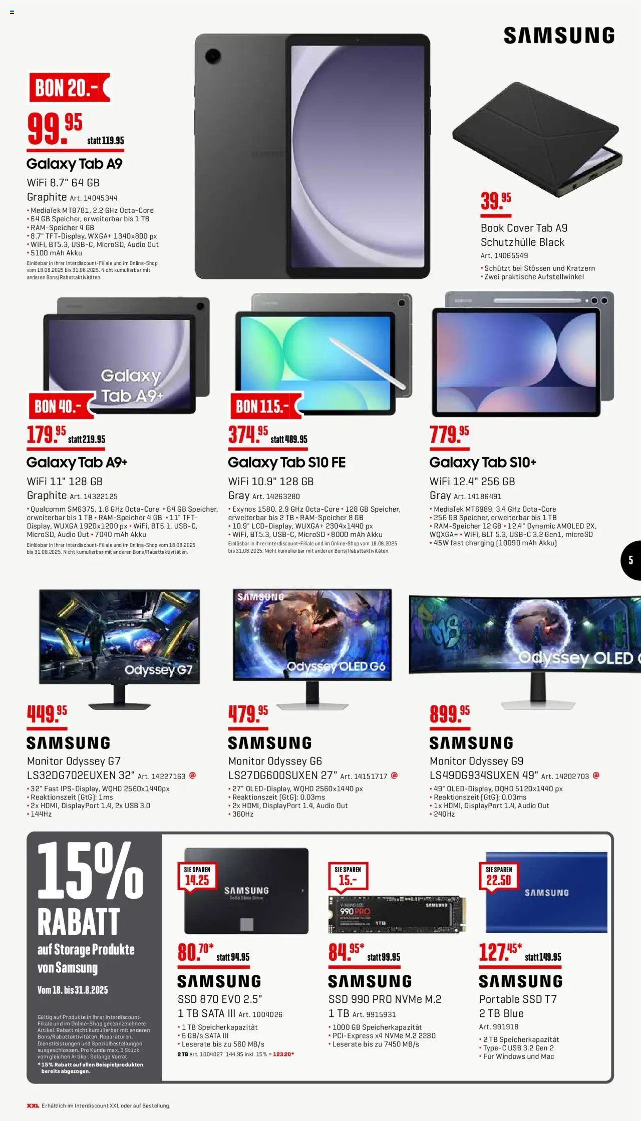 Interdiscount Aktionen ab 18.08.2025 | Seite: 5 | Produkte: Audio, Monitor, Samsung, Usb