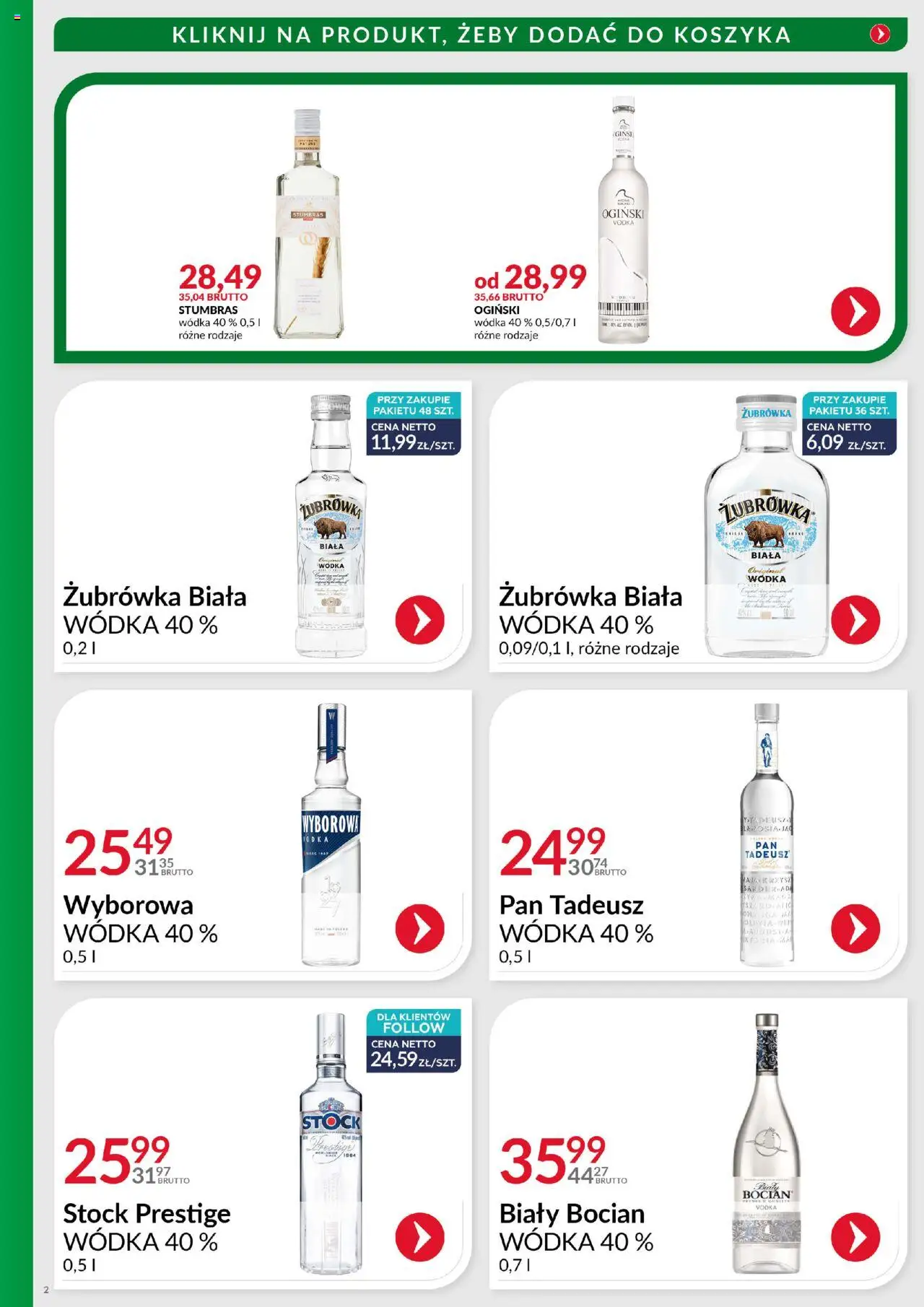 Eurocash Gazetka - Alko Szał od 15.09.2025 | Strona: 2 | Produkty: Ogiński, Żubrówka, Żubrówka biała wódka, Vodka
