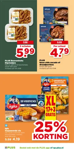 Iglo Gepaneerde vis, Alle dozen à 224-600 gram. Prijsvoorbeeld: Vissticks, doos 560 gram - Voorbeeld van een folder van Plus, geldig van 15.10.2025 | Pagina: 12