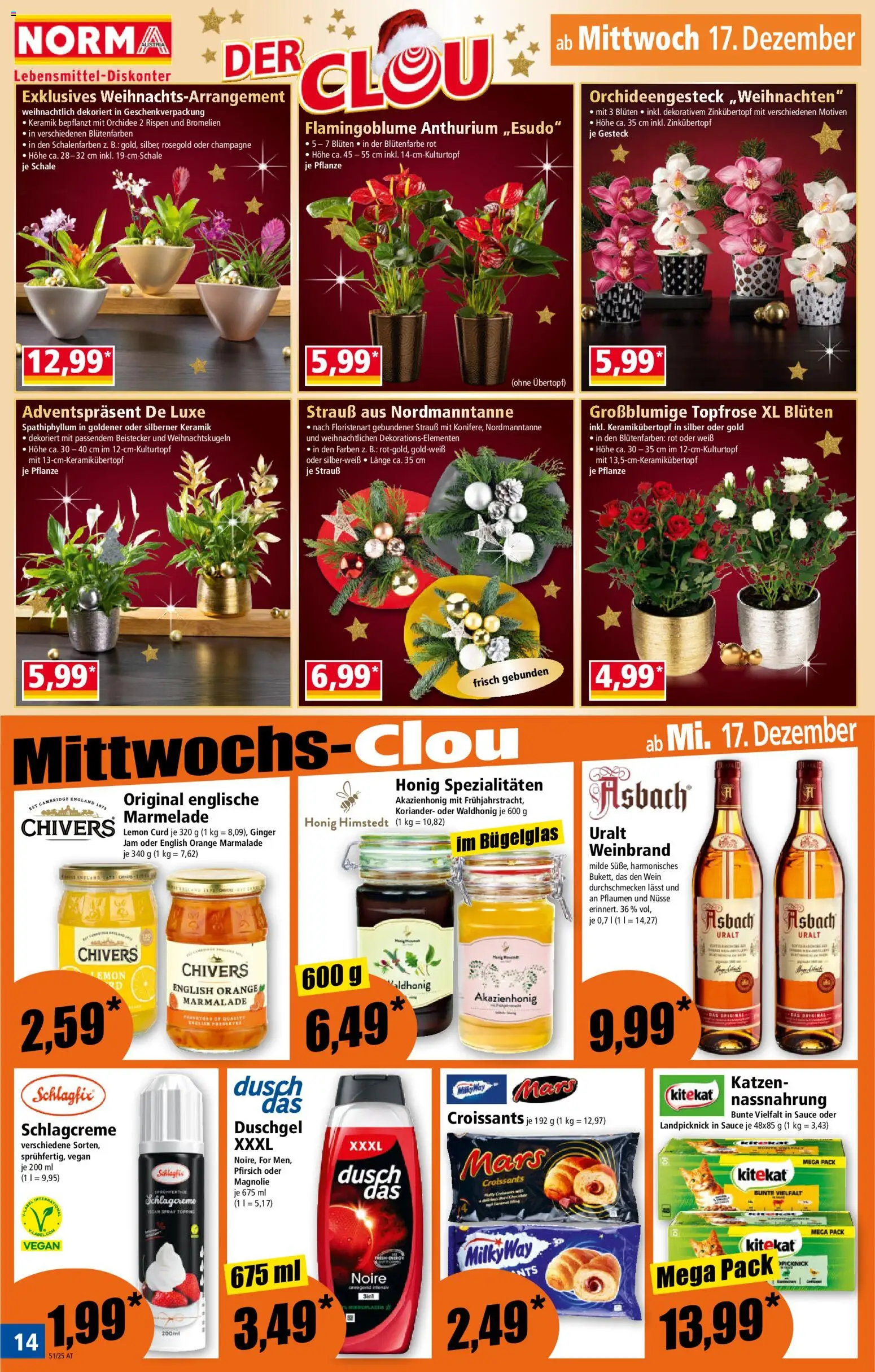 Norma Flugblatt gültig ab 15.12.2025 | Seite: 14 | Produkte: Nüsse, Pfirsich, Wein, Duschgel