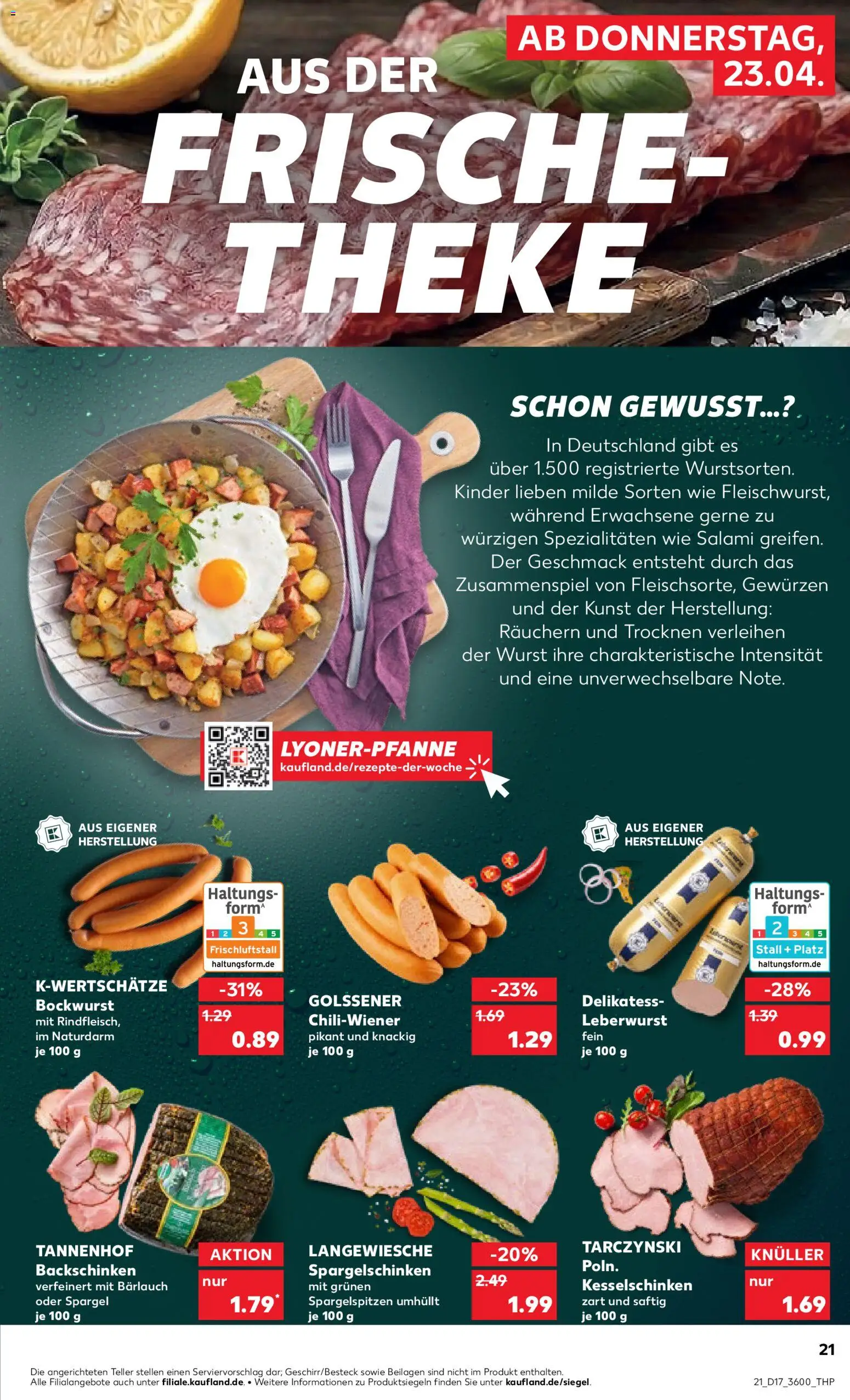 Kaufland Prospekt Zeitz	 – gültig ab 23.04.2026 | Seite: 21 | Produkte: Bockwurst, Spargel, Wurst, Salami