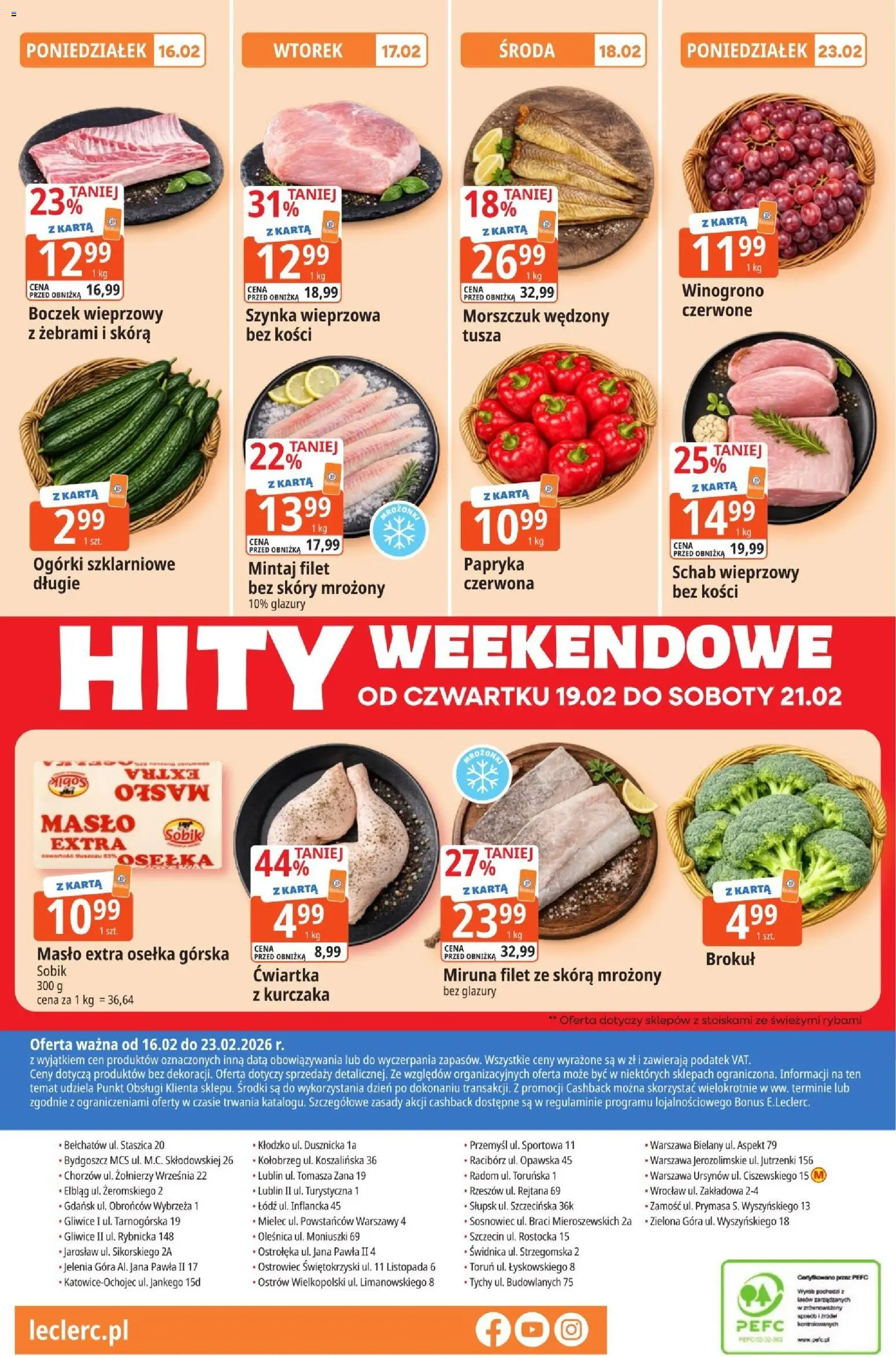 E.Leclerc Gazetka - Zamość od 16.02.2026 | Strona: 16 | Produkty: Karta, Winogrono, Papryka, Masło