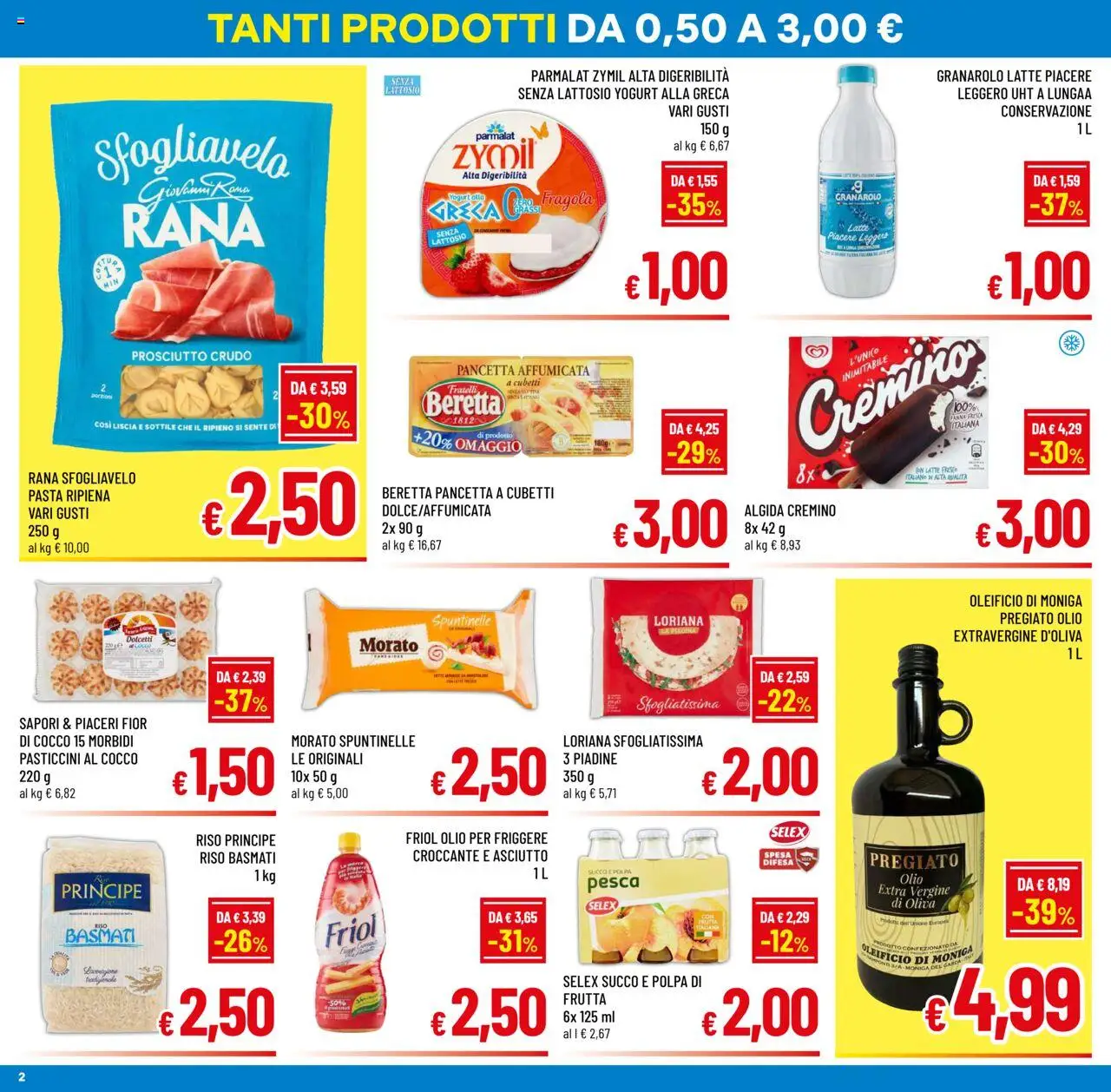 Volantino A&O del 06.08.2025 | Pagina: 2 | Prodotti: Prosciutto Crudo, Yogurt, Frutta, Olio per friggere