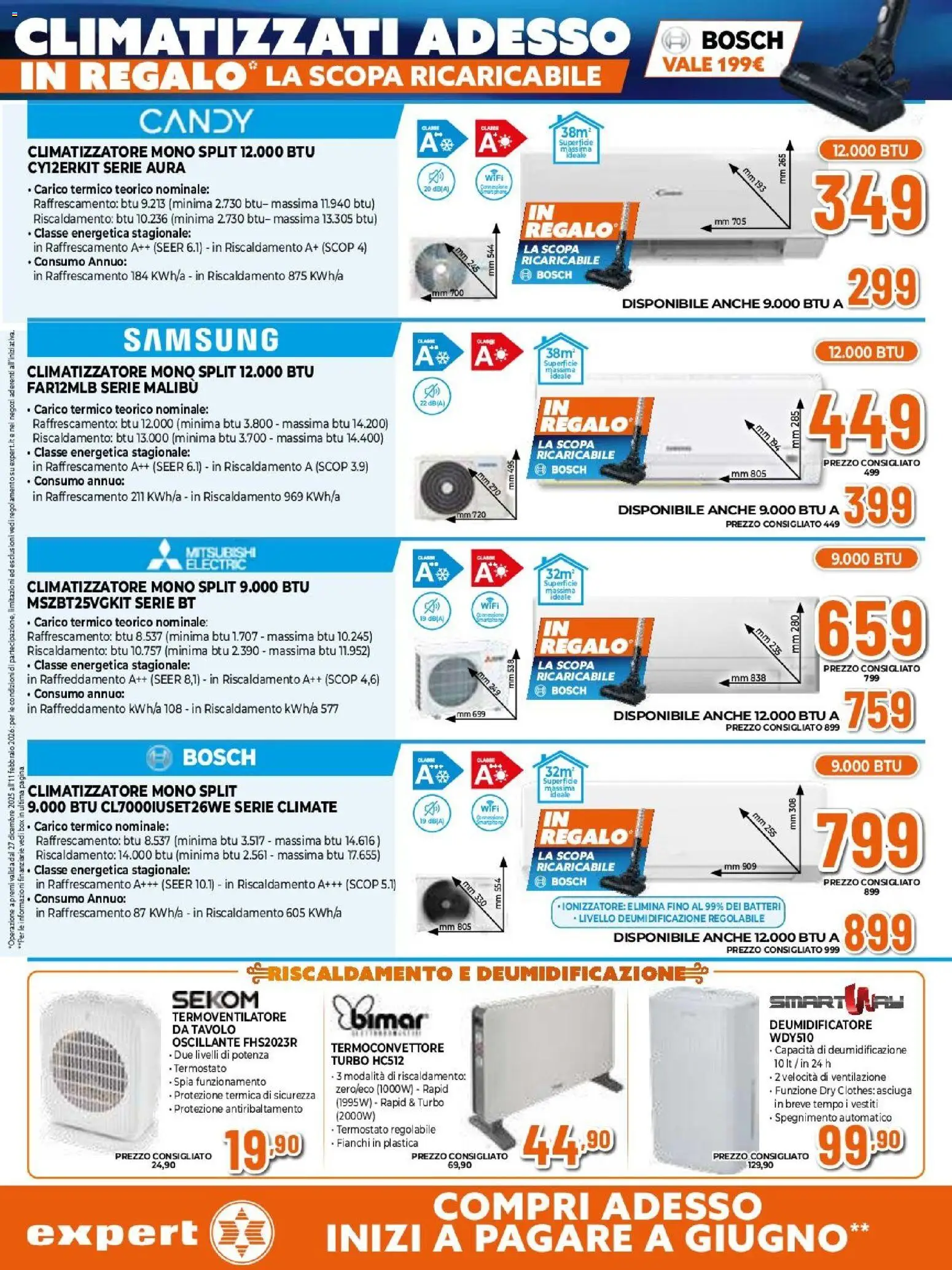 Volantino Expert del 27.12.2025 | Pagina: 8 | Prodotti: Climatizzatore, Deumidificatore, Tavolo, Samsung