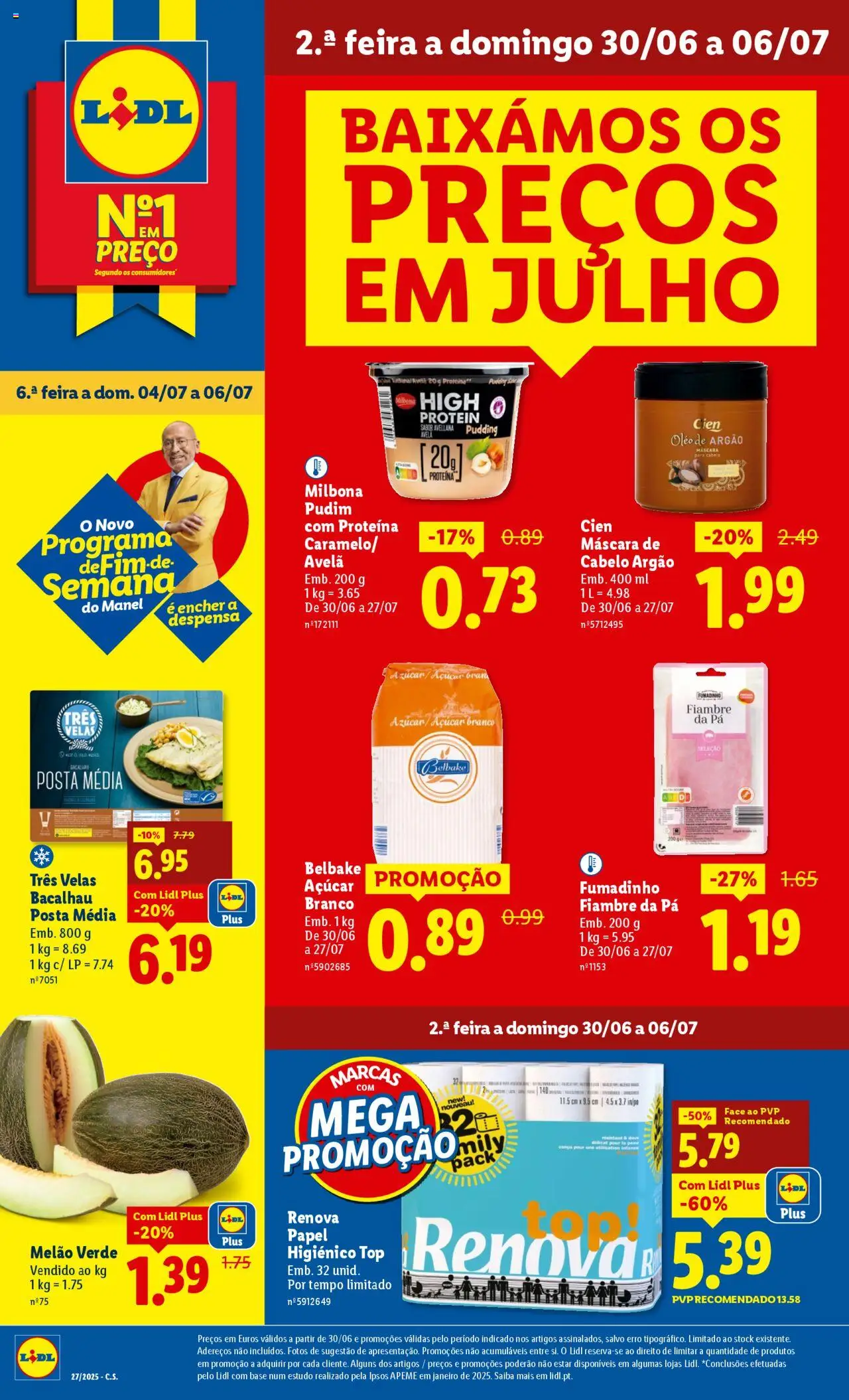 Lidl folheto │ válido de 30.06.2025 | Página: 1 | Produtos: Máscara de cabelo, Óleo, Melão, Pá