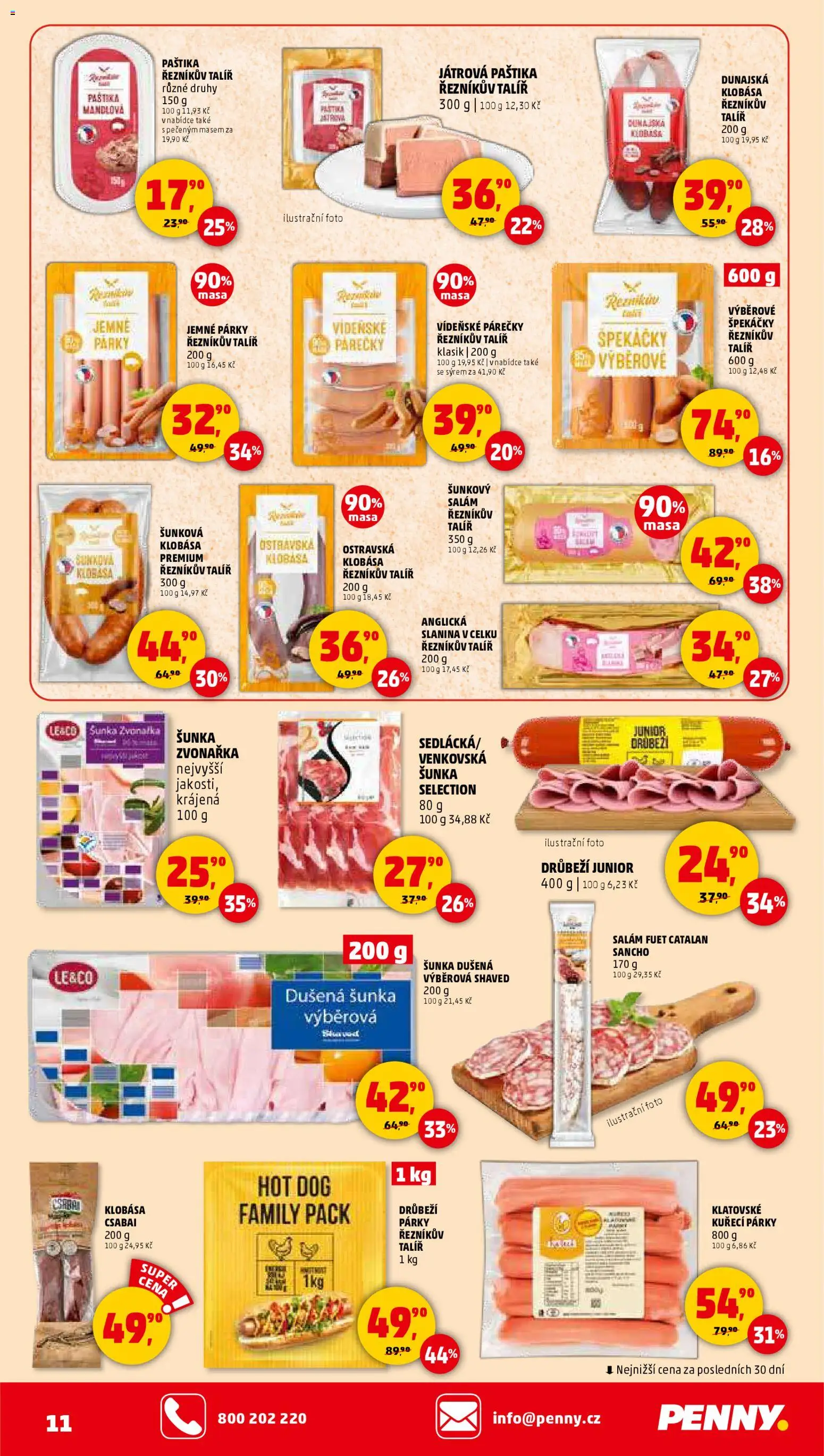 Penny Market leták - Čtvrtečník od 15.01.2026 | Strana: 11 | Produkty: Salám, Párky, Anglická slanina, Paštika