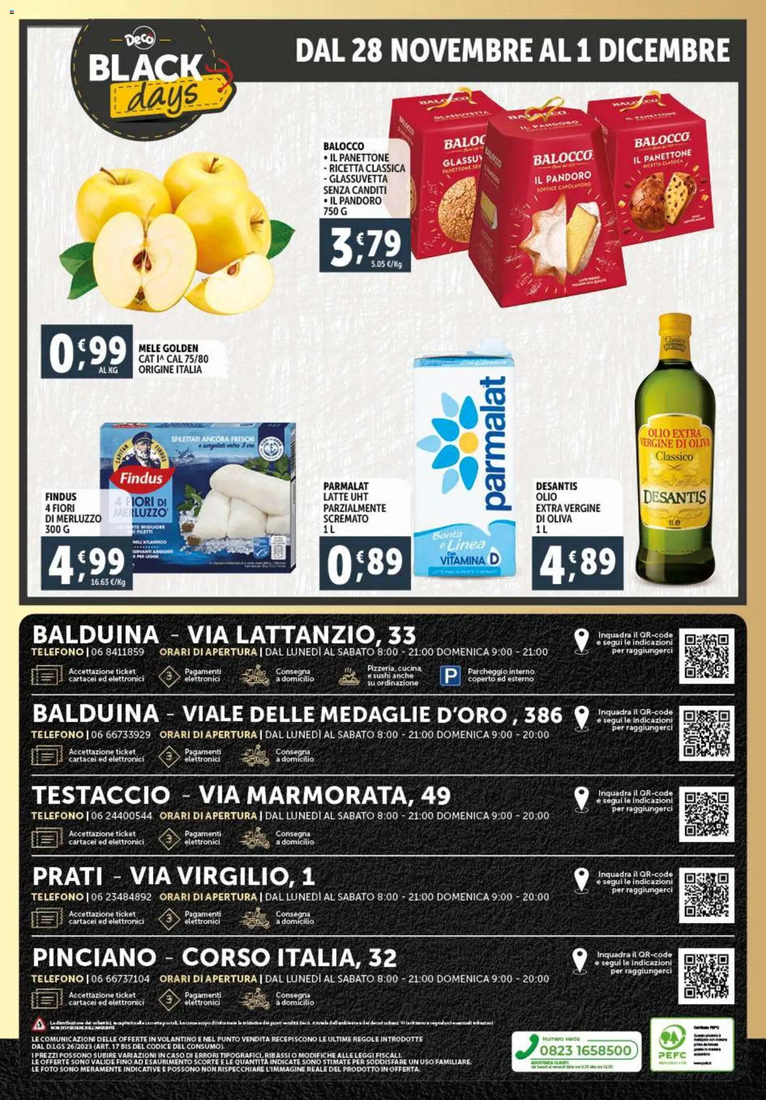 Volantino Decò del 20.11.2025 | Pagina: 5 | Prodotti: Merluzzo, Olio, Panettone, Sushi