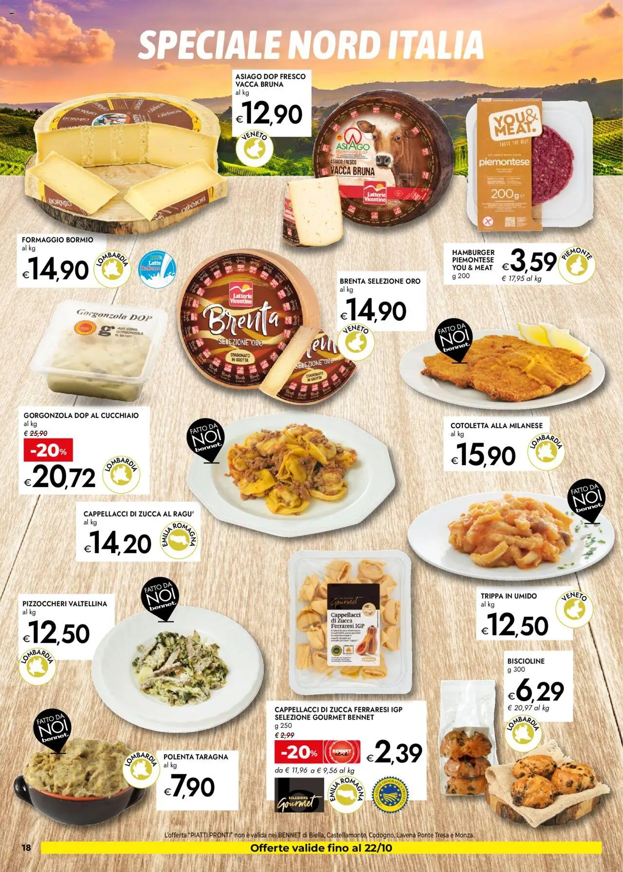 Volantino bennet del 09.10.2025 | Pagina: 18 | Prodotti: Latte, Zucca, The, Hamburger