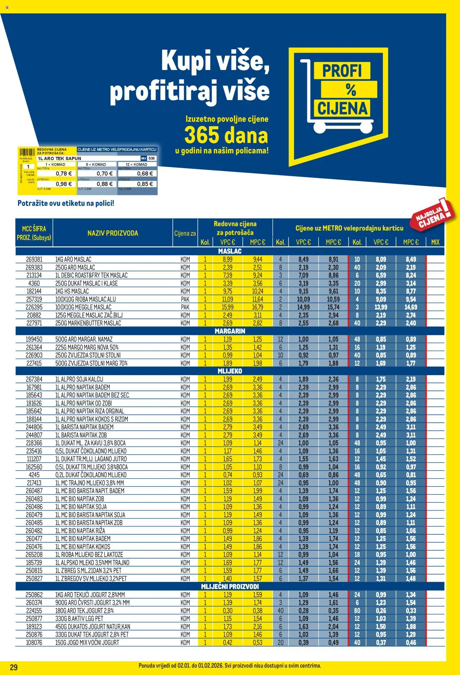Metro katalog | vrijedi od 02.01.2026 | Stranica: 29 | Proizvodi: Maslac, Margarin, Alpro, Namaz