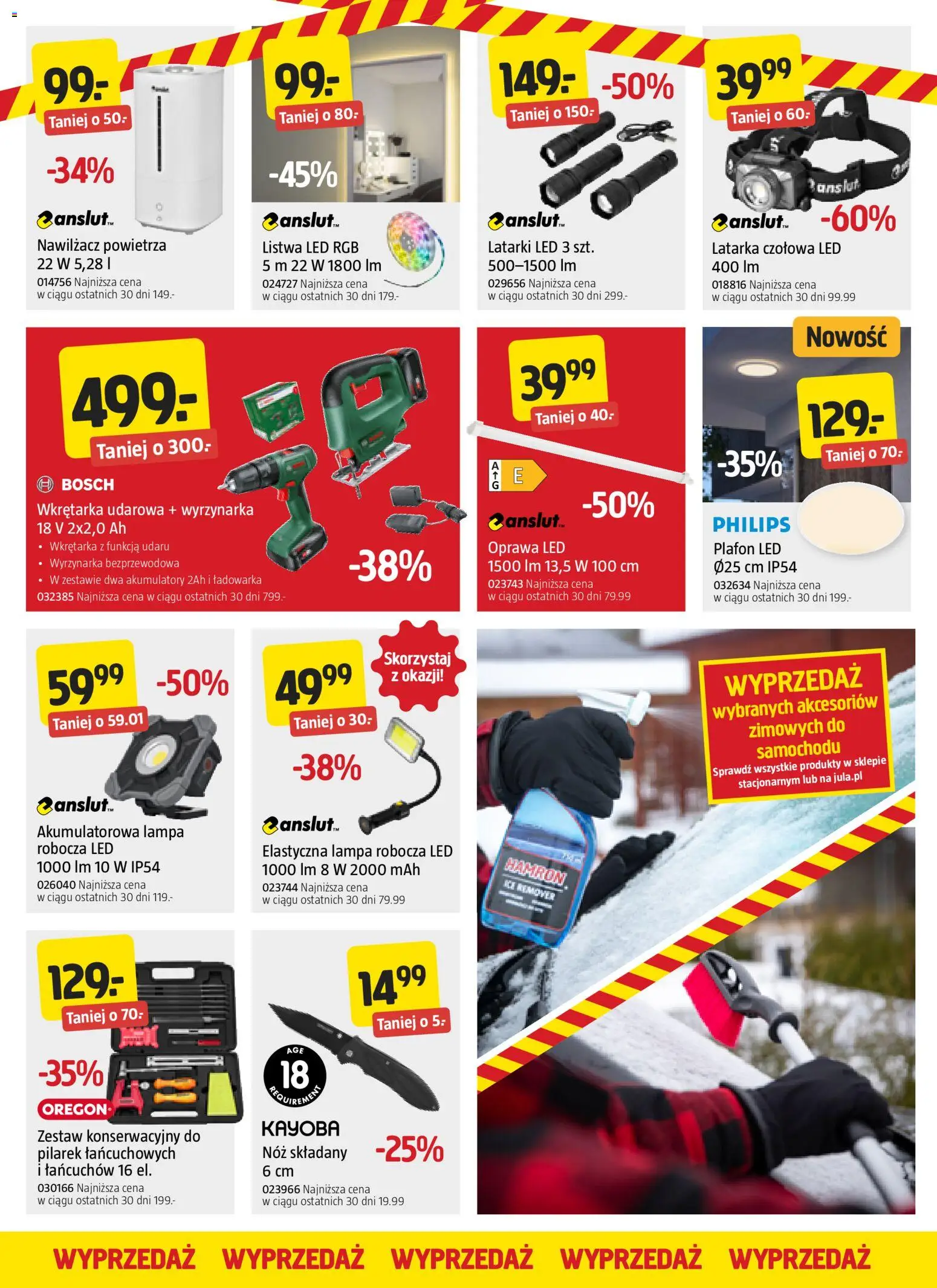 Jula - Gazetka od 29.01.2026 | Strona: 4 | Produkty: Ładowarka, Lampa, Nawilżacz powietrza, Latarka czołowa