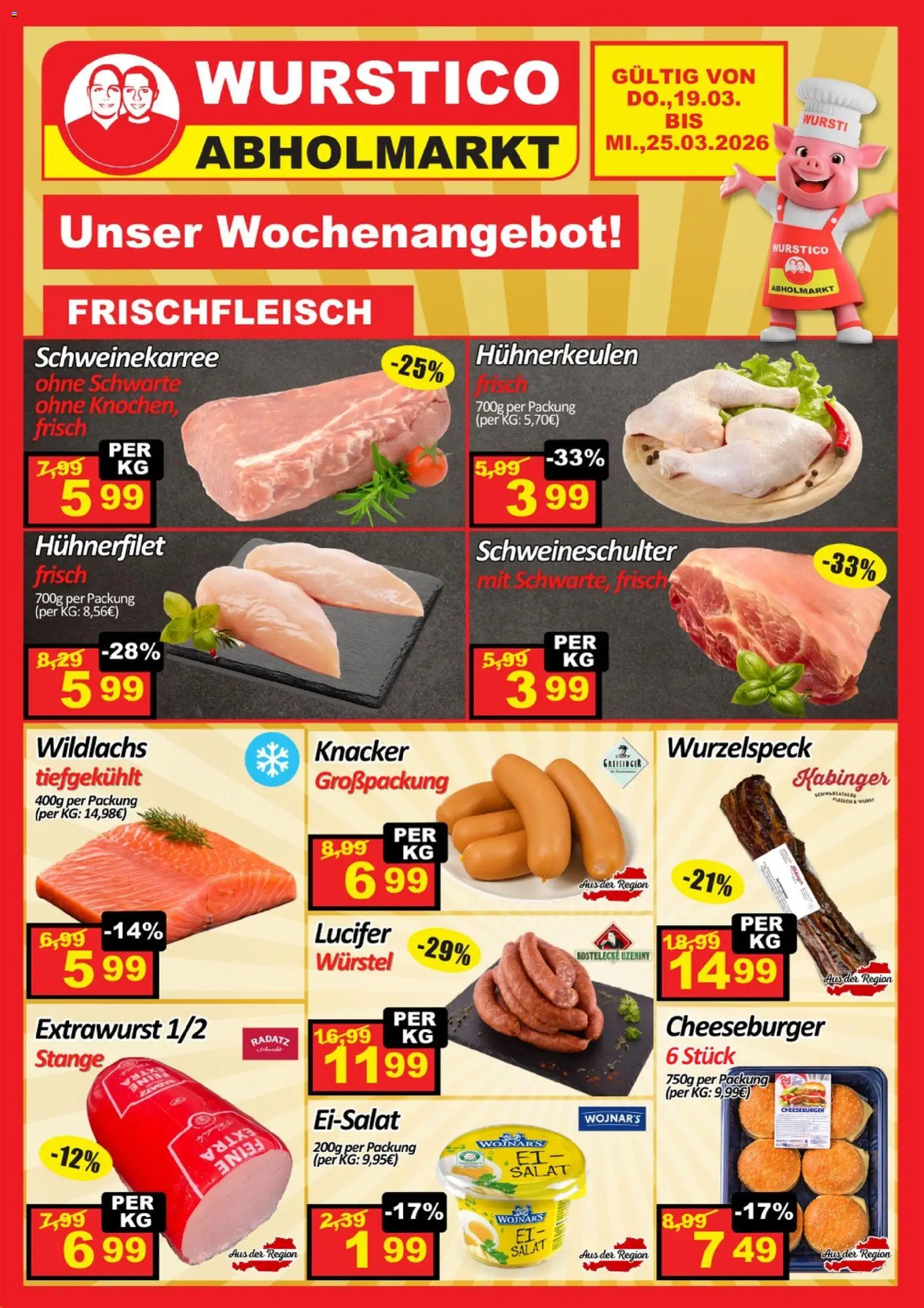 Wurstico Abholmarkt Flugblatt gültig ab 19.03.2026 | Seite: 1 | Produkte: Salat