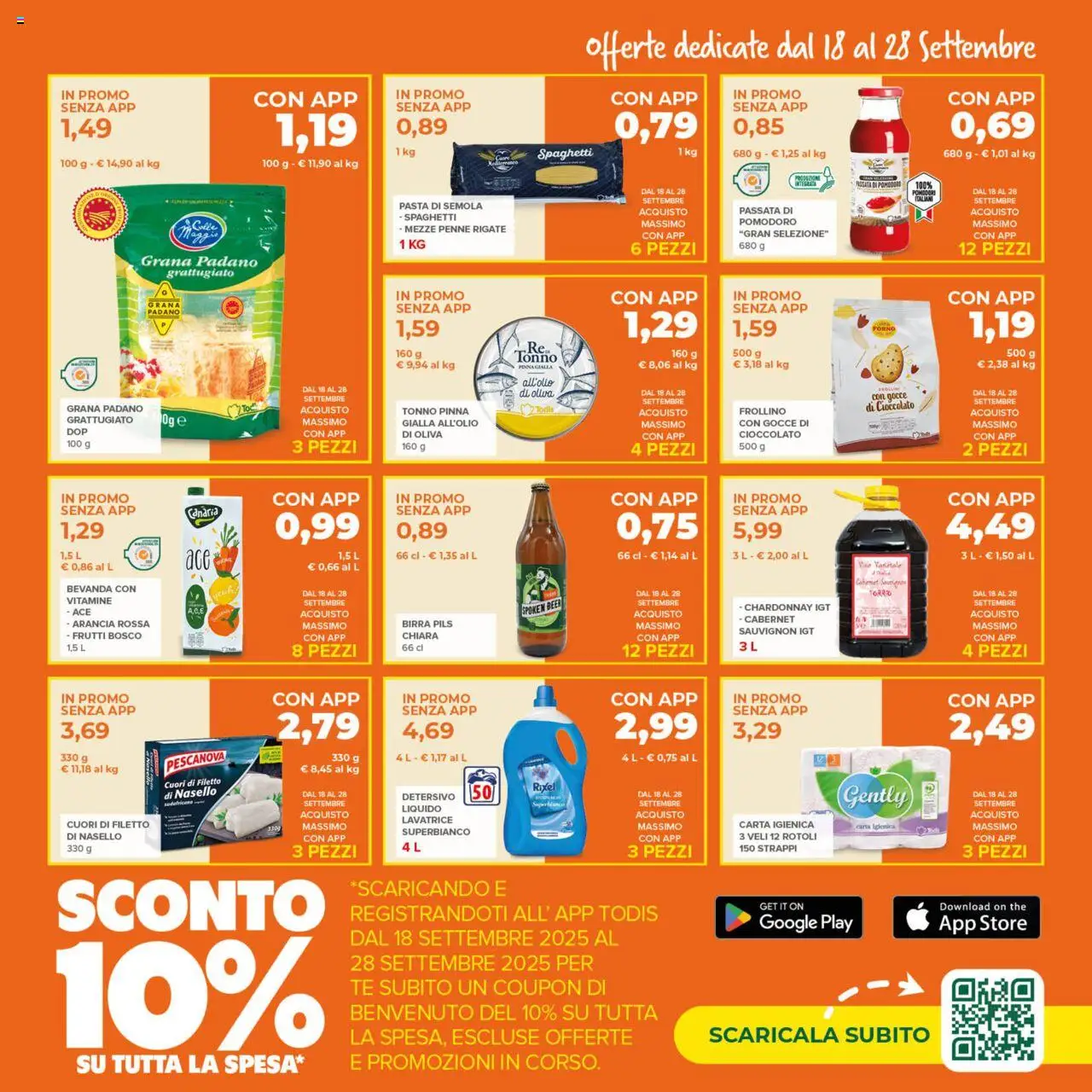 Volantino Todis del 18.09.2025 | Pagina: 3 | Prodotti: Cioccolato, Pomodori, Arancia, Penne