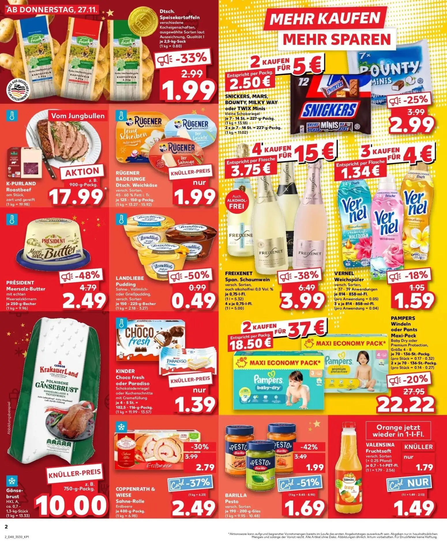 Kaufland prospekt Meißen	 – gültig ab 27.11.2025 | Seite: 2 | Produkte: Barilla, Roastbeef, Kartoffeln, Vernel