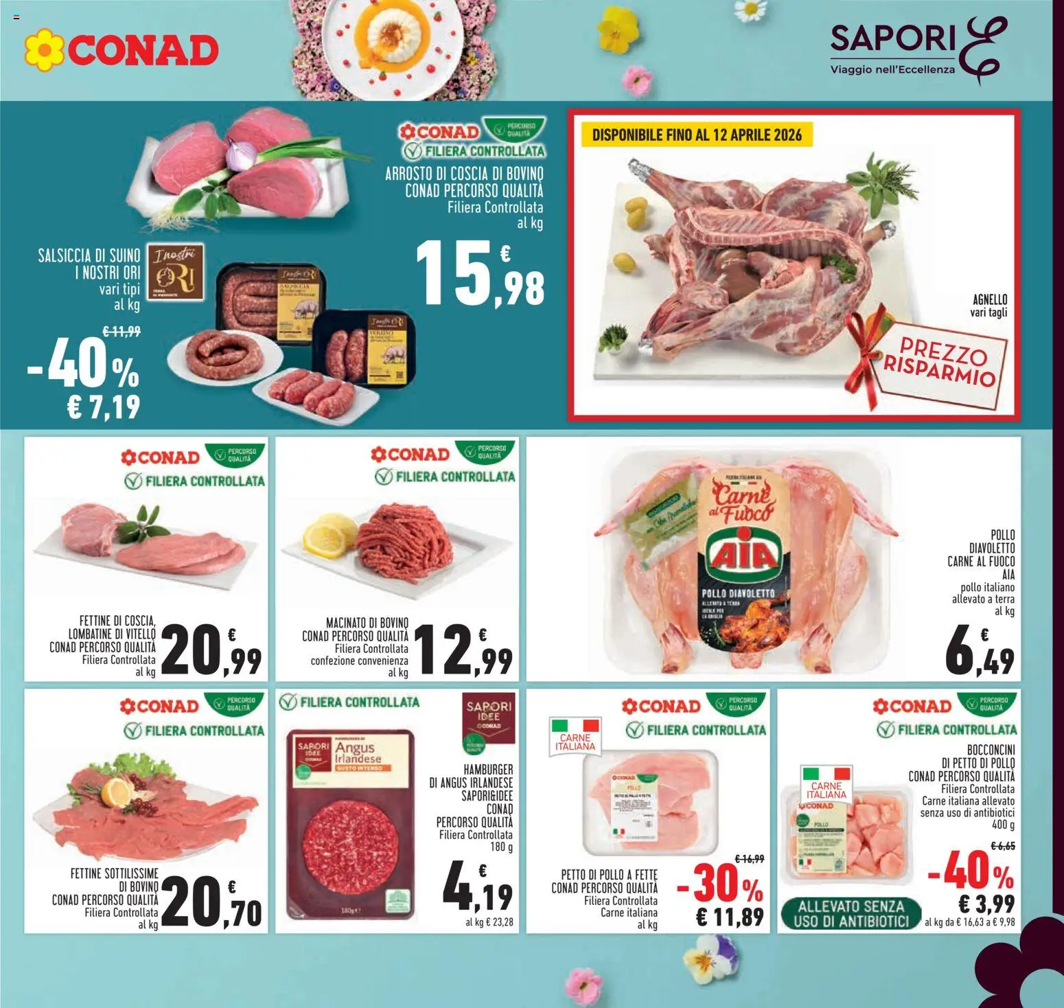 Volantino Conad volantino Piemonte del 26.03.2026 | Pagina: 5 | Prodotti: Petto di Pollo, Agnello, Hamburger, Terra