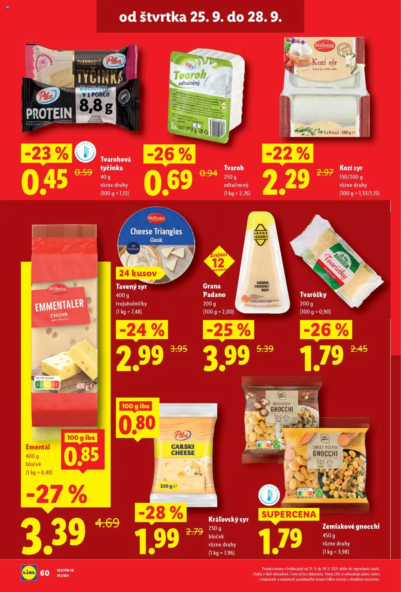 Nové Lidl akcie – leták je platný od 22.09.2025 | Strana: 80 | Produkty: Syr, Protein, Tvaroh