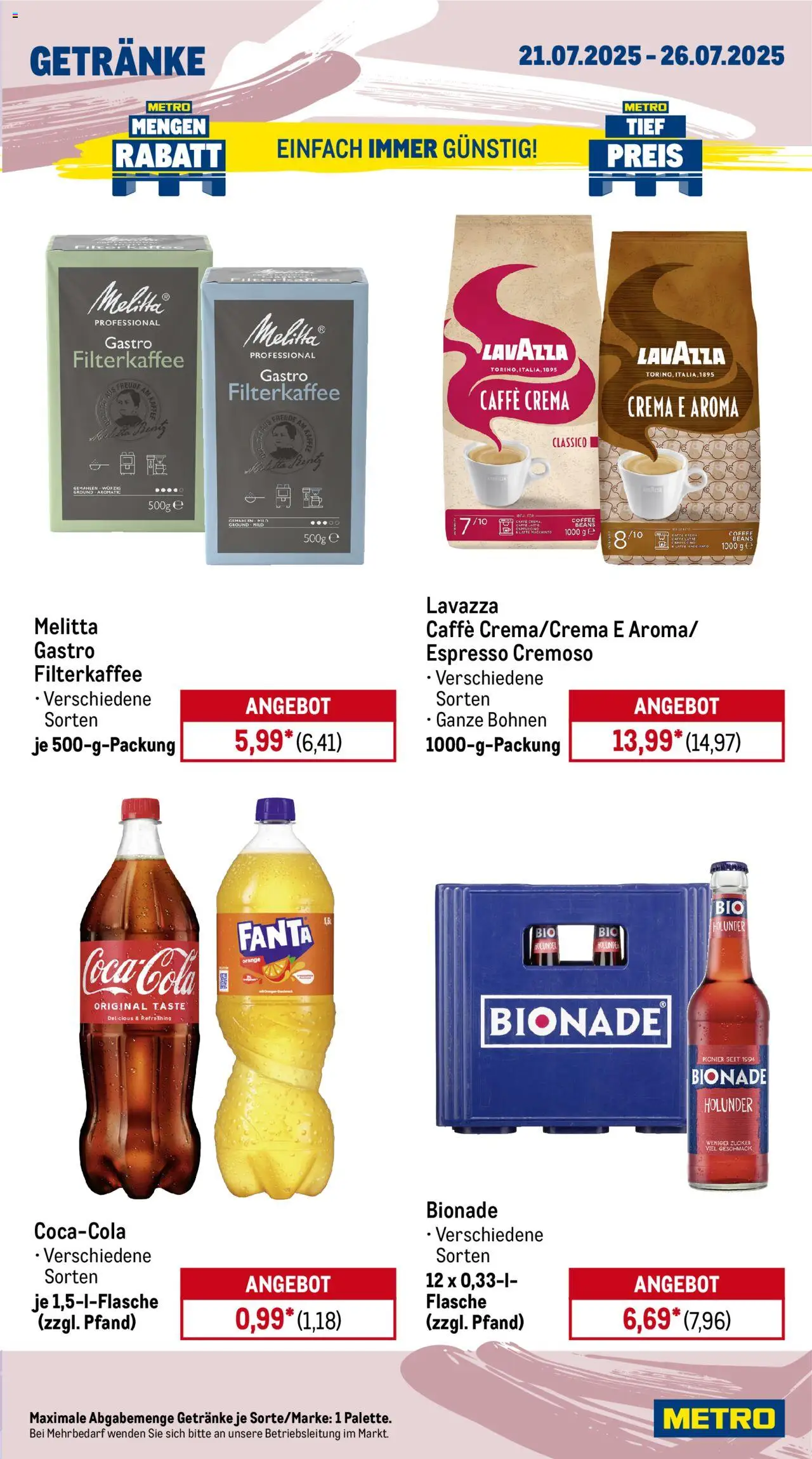Metro Wochen-Angebote Gastro - gültig ab dem 21.07.2025 | Seite: 13 | Produkte: Melitta, Fanta, Kaffee, Bionade