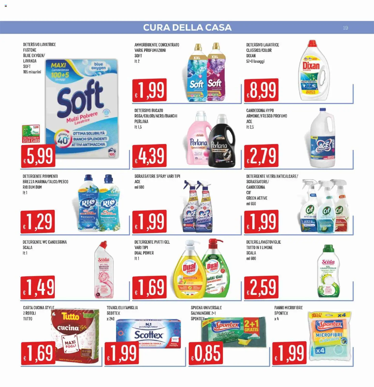 Volantino SISA del 07.04.2026 | Pagina: 19 | Prodotti: Spugna, Anticalcare, WC, Profumo