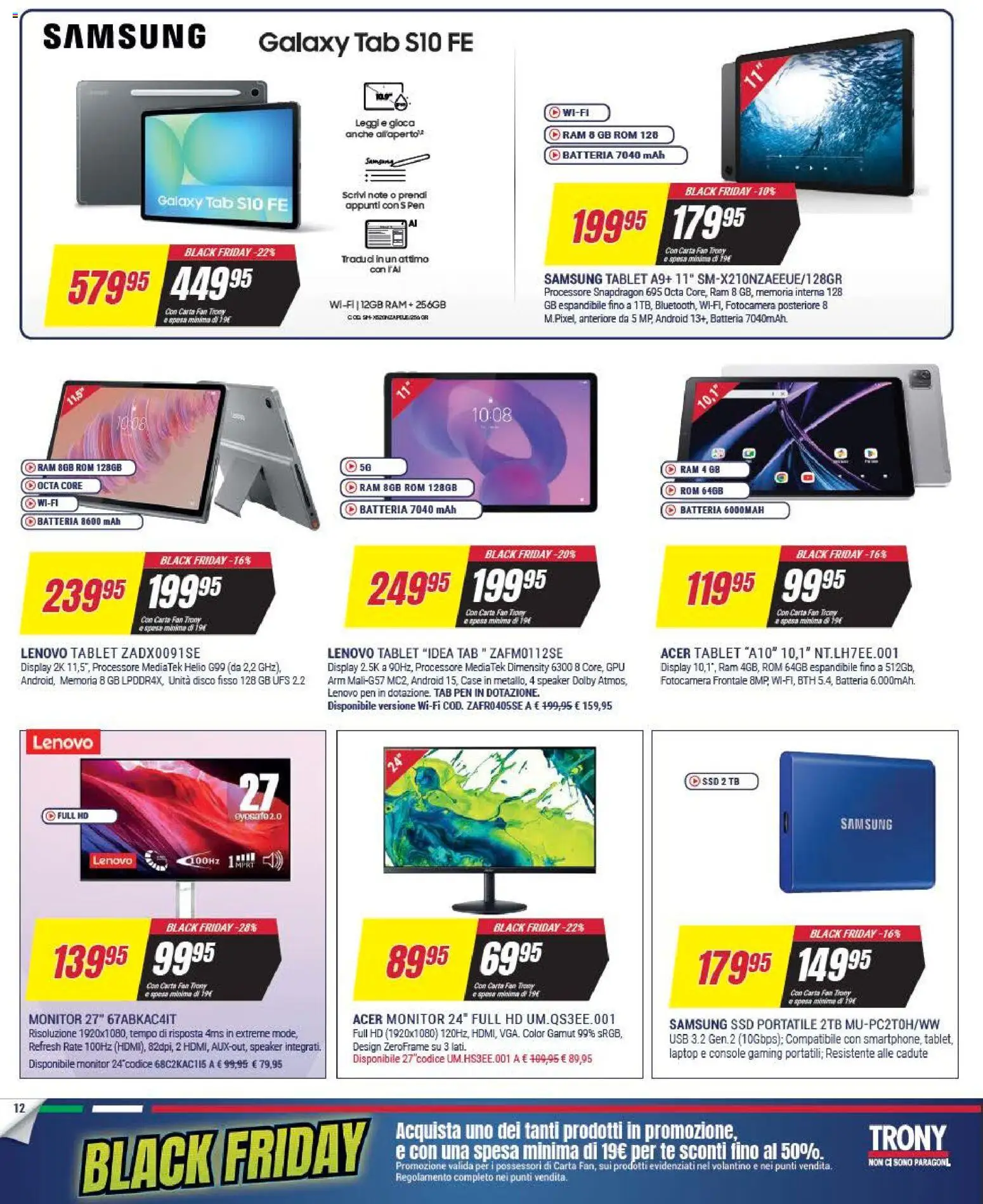 Volantino Trony del 25.11.2025 | Pagina: 12 | Prodotti: Laptop, Tablet, Fotocamera, Speaker