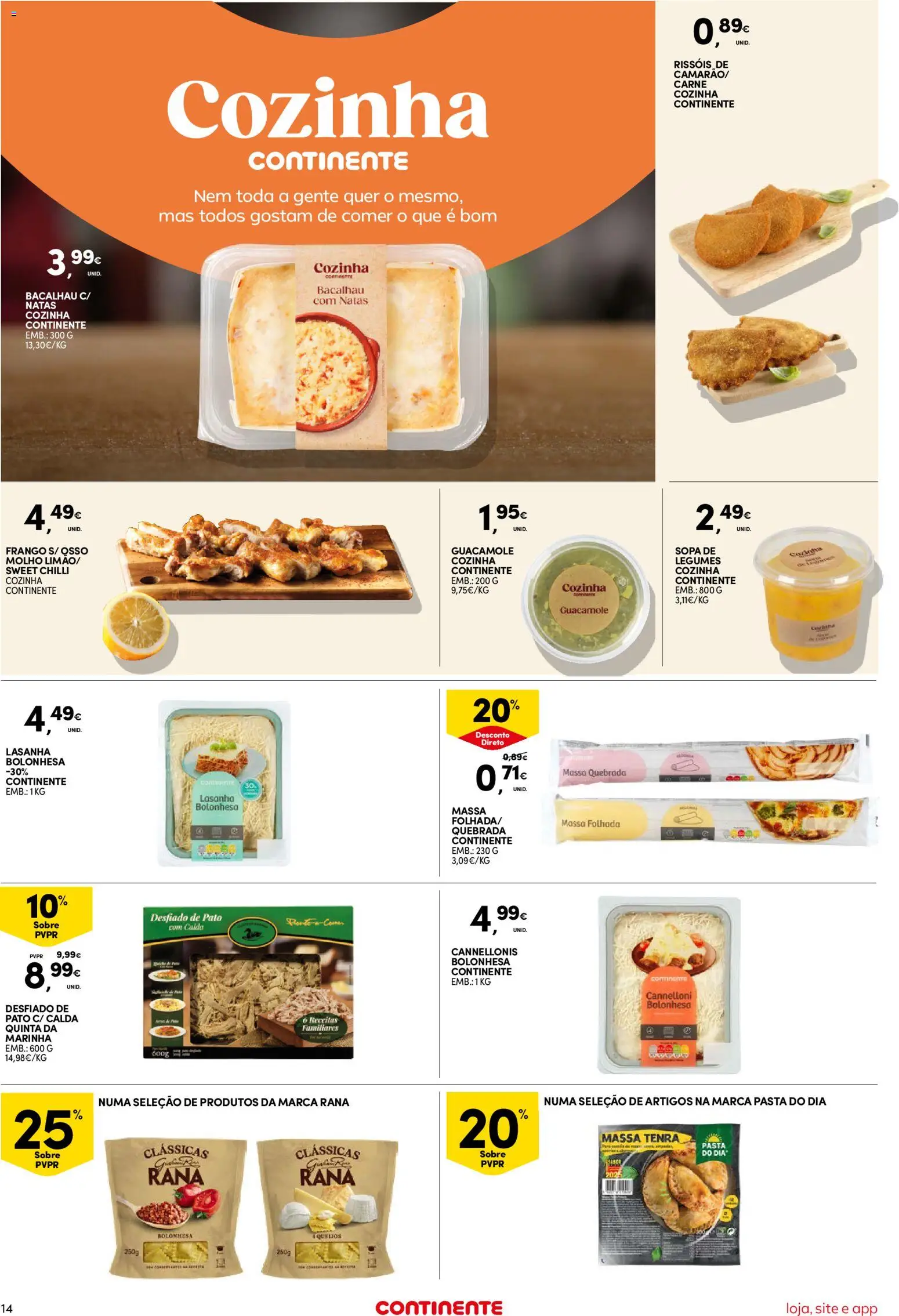 Continente Semanal Continente Bom Dia │ válido de 16.12.2025 | Página: 14 | Produtos: Frango, Carne, Massa, Natas