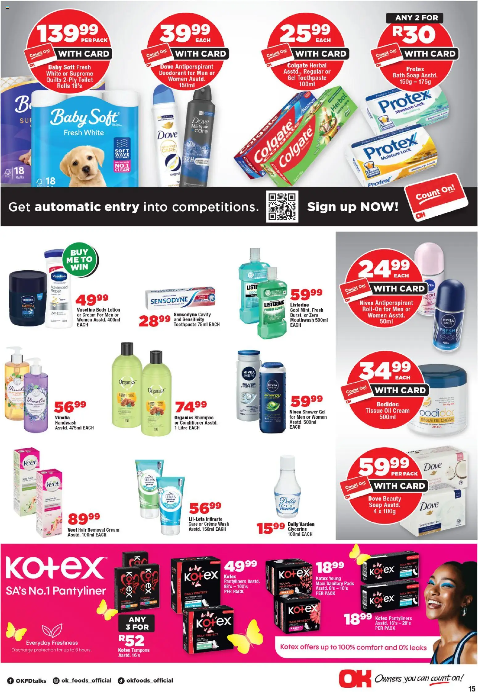 New OK Foods catalogue – valid from 21.01.2026 | Page: 15 | Products: Bath, Cream, Antiperspirant, Toothpaste