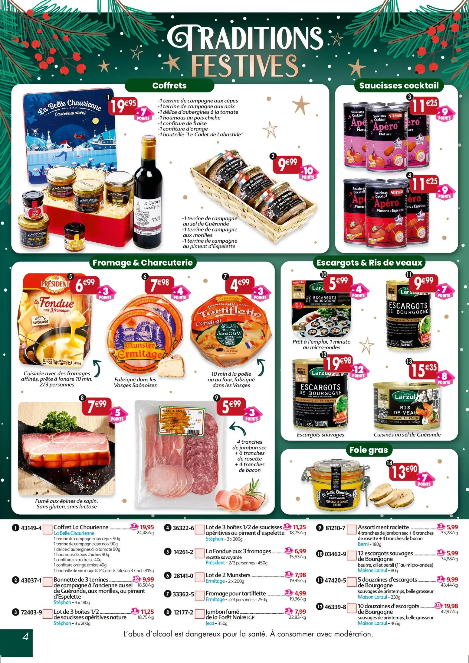 {H1} | Page: 4 | Produits: Foie Gras de Canard, Escargots, Sel, Lait
