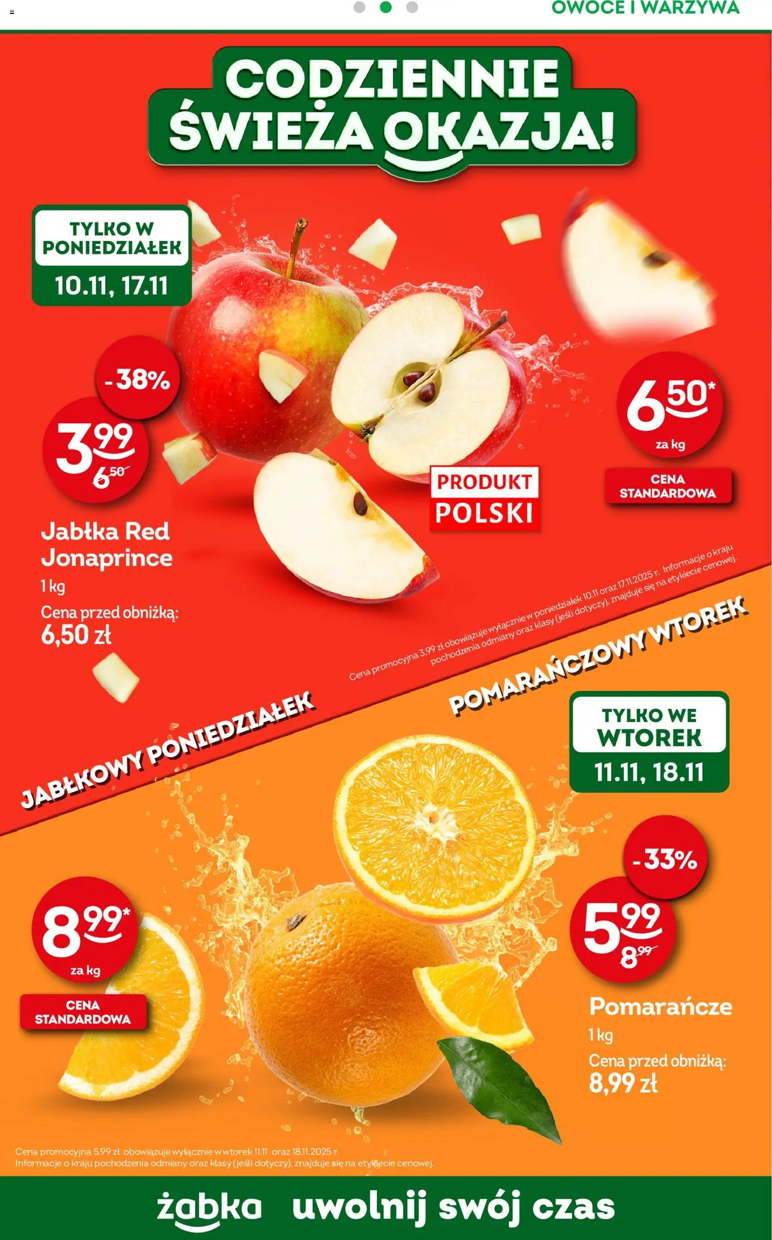 Żabka Gazetka - Codzienne produkty od 05.11.2025 | Strona: 10 | Produkty: Jabłka, Pomarańcze, Warzywa, Owoce