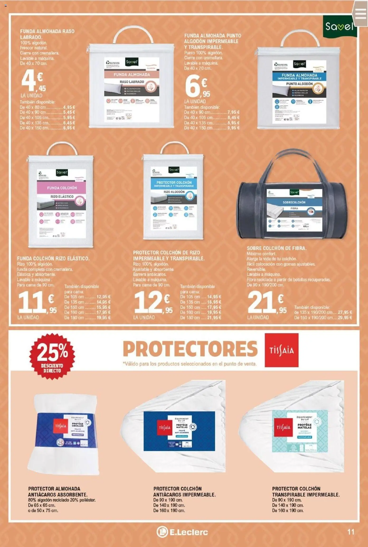 E.Leclerc folleto │ válido desde el 22.12.2025 | Página: 11 | Productos: Colchon, Funda, Cama, Almohada