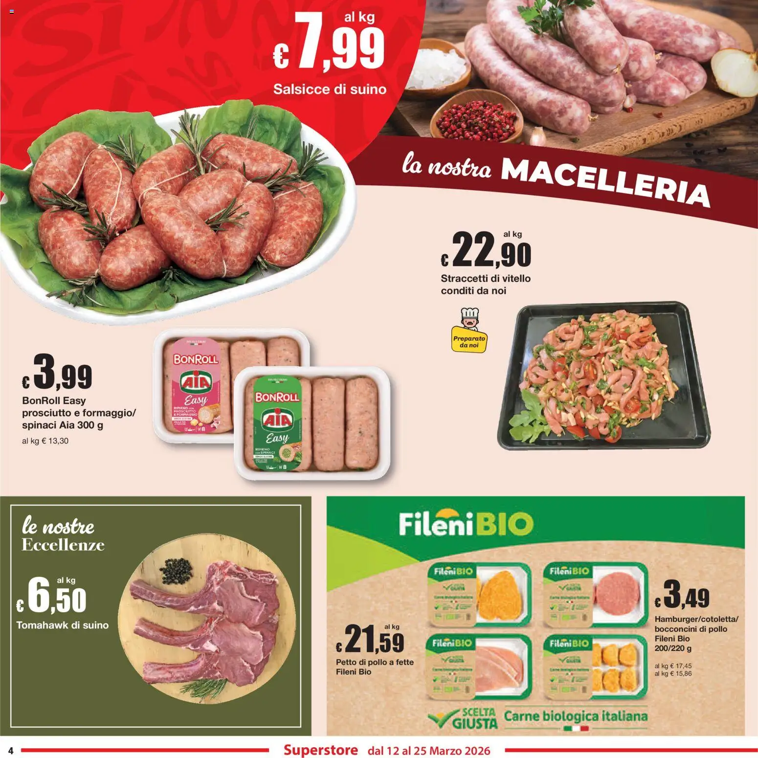 Volantino Sì con Te del 12.03.2026 | Pagina: 4 | Prodotti: Pollo, Prosciutto, Spinaci, Vitello