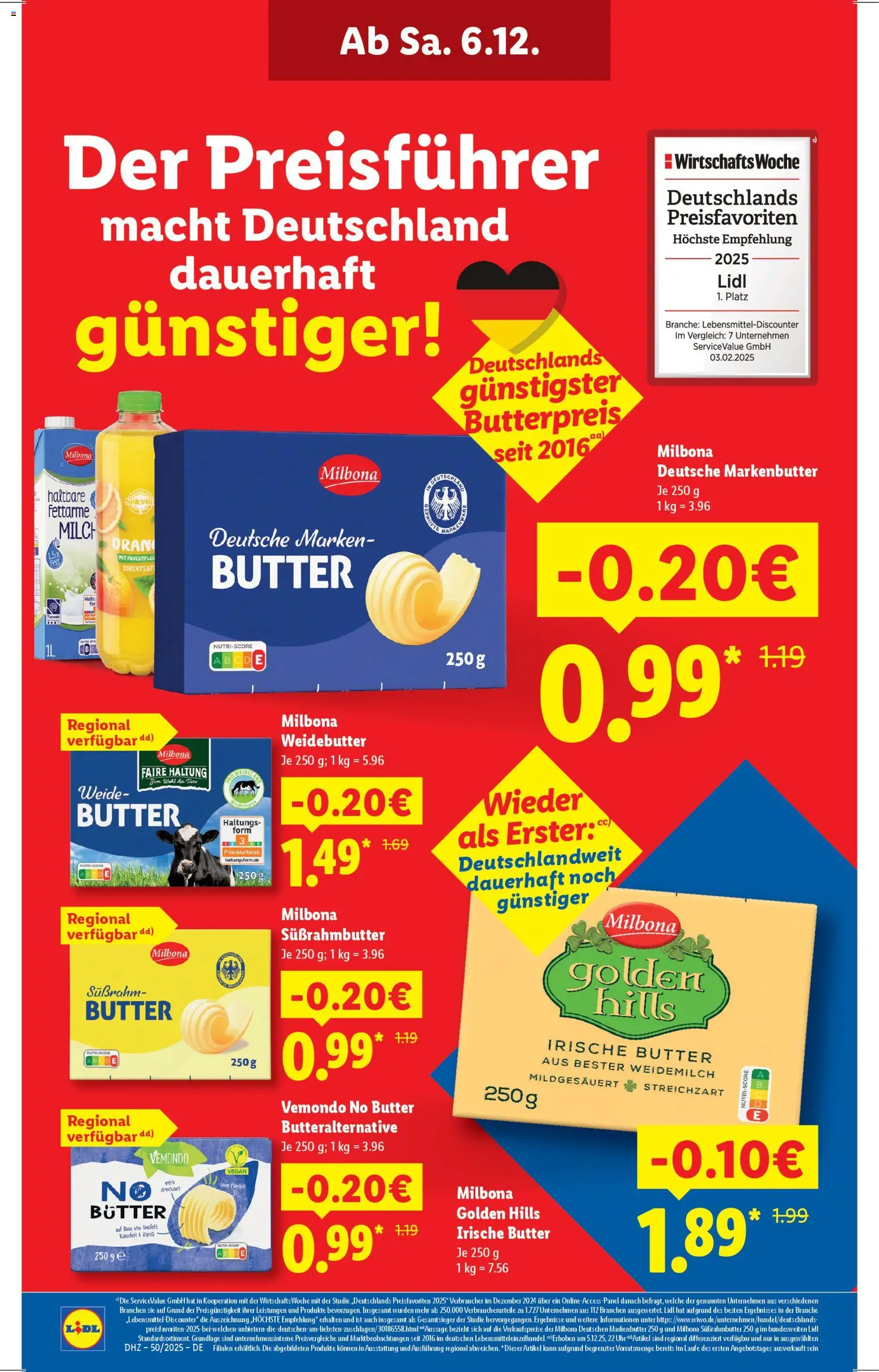 Lidl Prospekt Zossen – gültig ab 08.12.2025 | Seite: 2 | Produkte: Milch, Butter