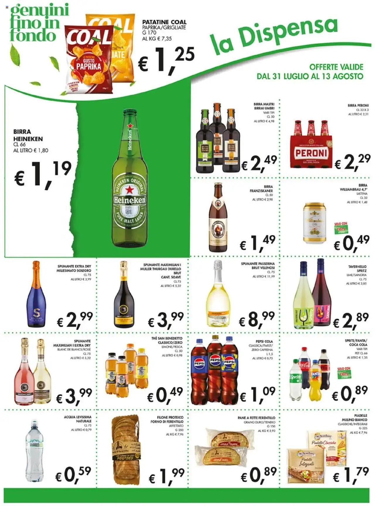 Volantino Coal del 31.07.2025 | Pagina: 12 | Prodotti: Birra, Spumante, Pepsi, Coca Cola