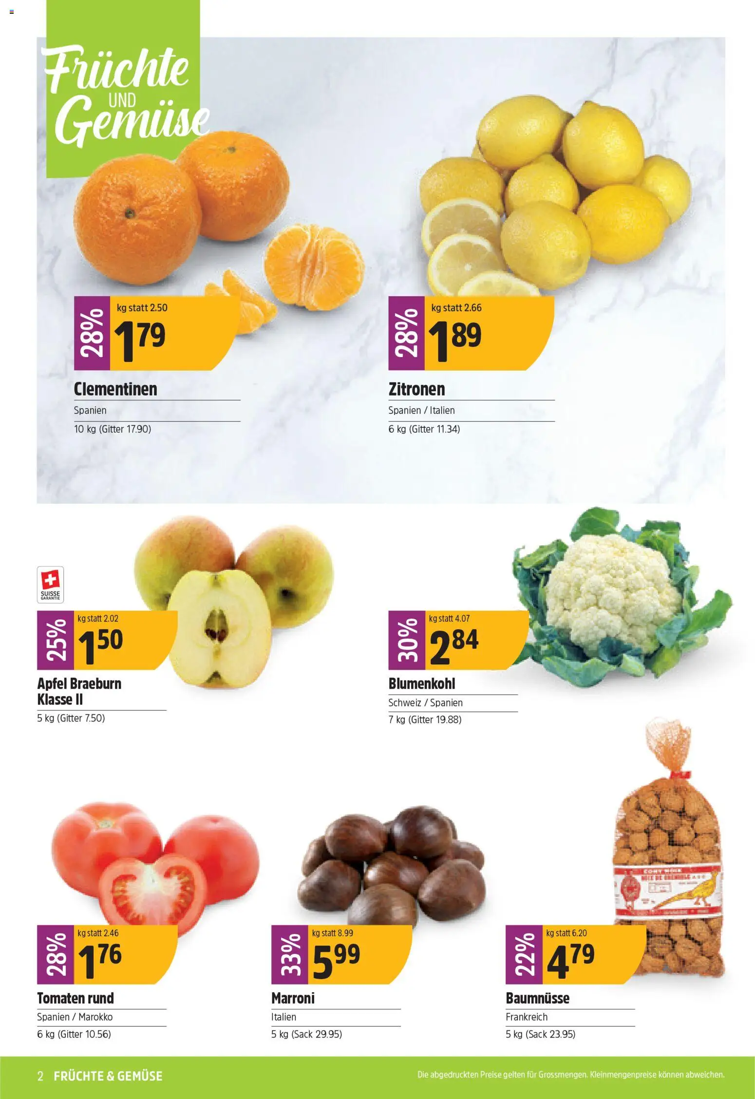 TopCC Aktionen – gültig ab 10.11.2025 | Seite: 2 | Produkte: Tomaten, Blumenkohl, Gemüse, Früchte