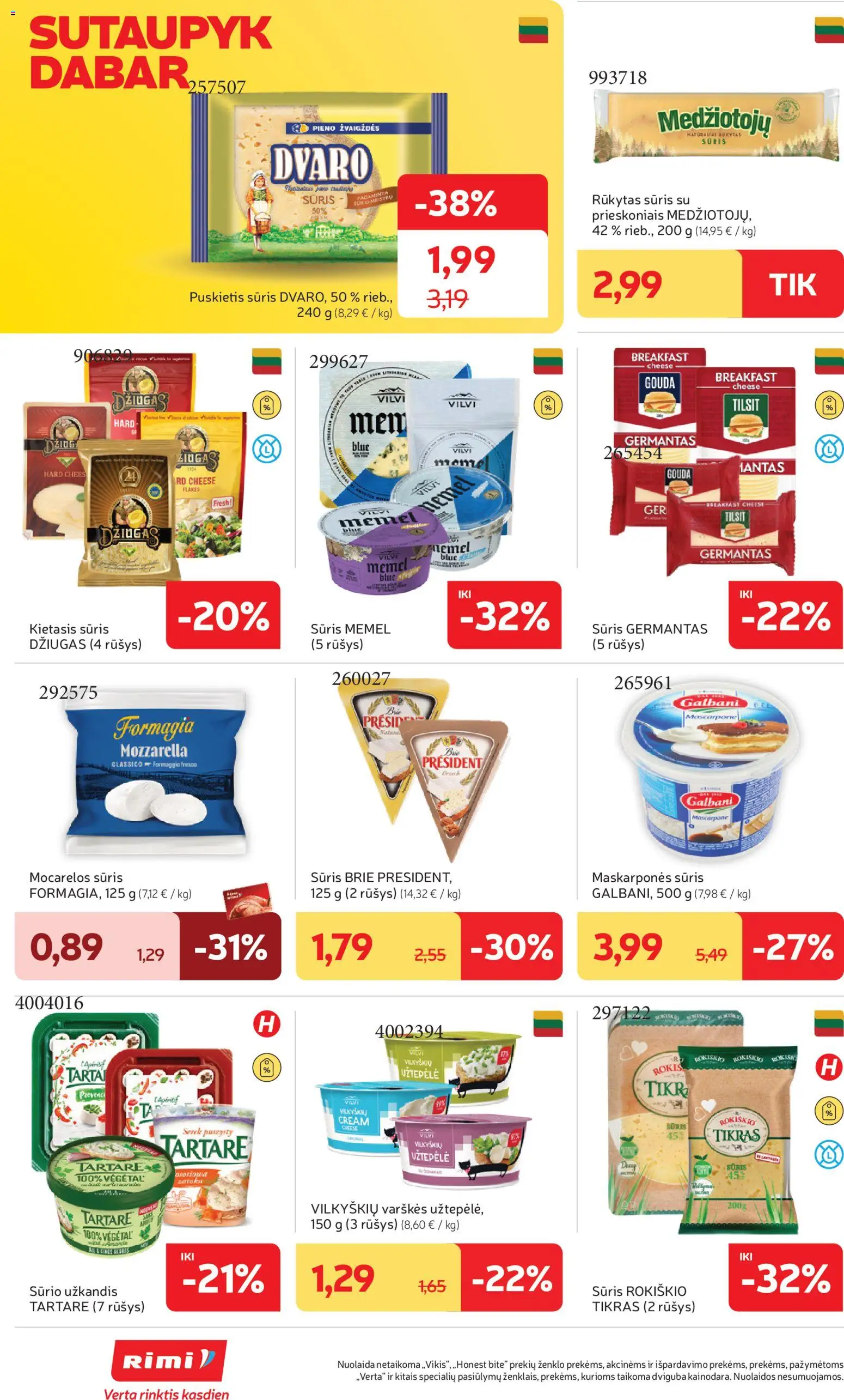 Rimi akcijos nuo 31.03.2026 | Puslapis: 24 | Prekių: Užtepėlė, Sūris