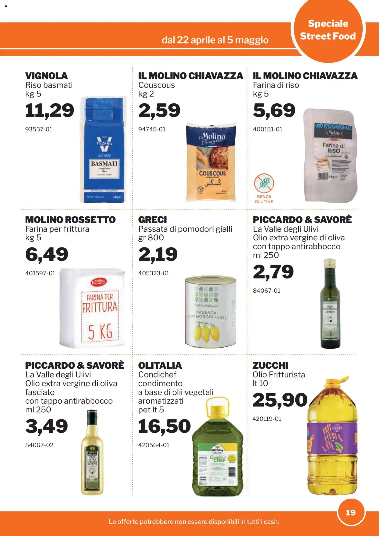 Volantino Sogegross del 22.04.2026 | Pagina: 19 | Prodotti: Rossetto, Riso, Farina, Olio extra vergine