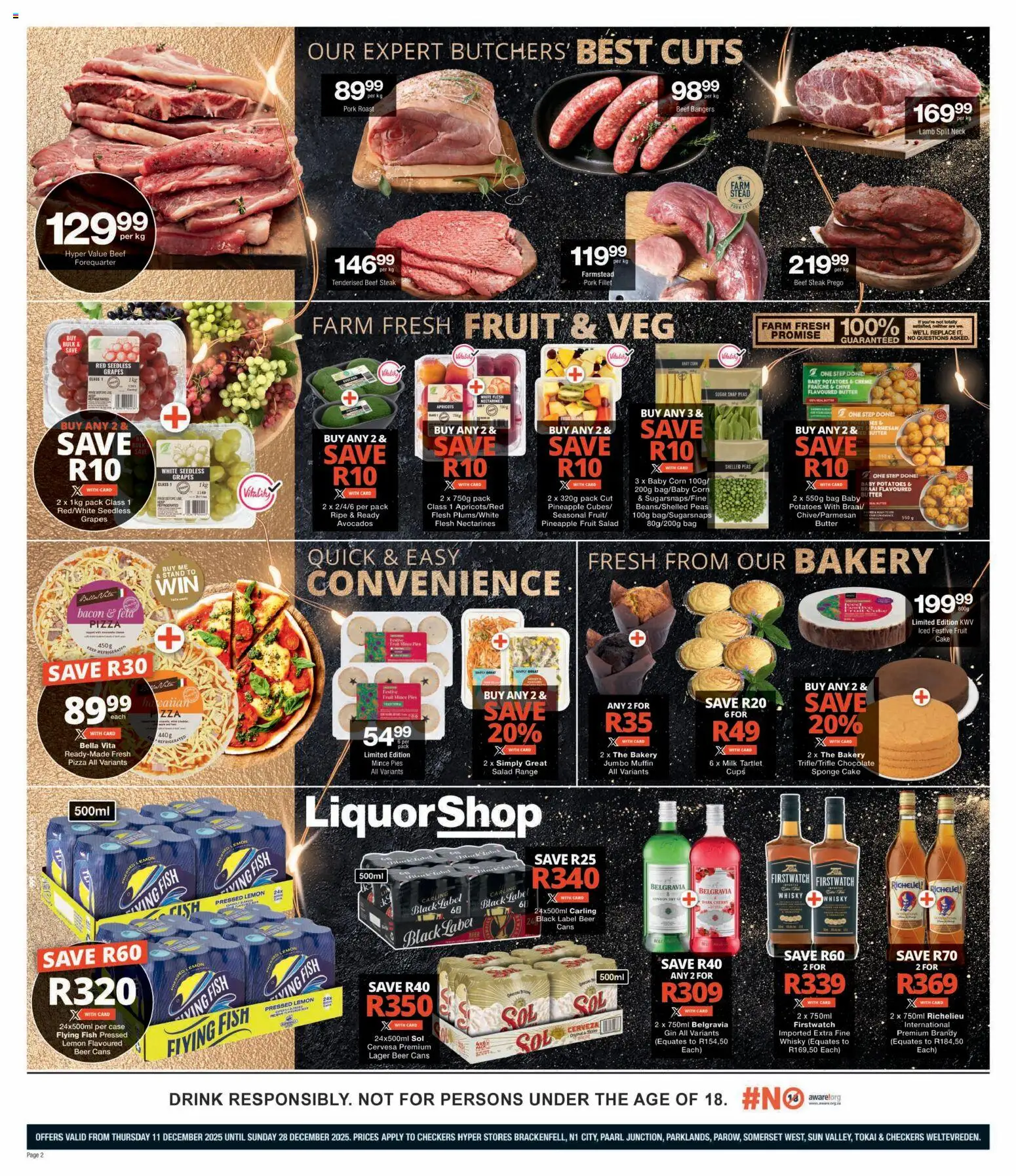 New Checkers catalogue – valid from 11.12.2025 | Page: 2 | Products: Bakery, Pineapple, Grapes, Bacon