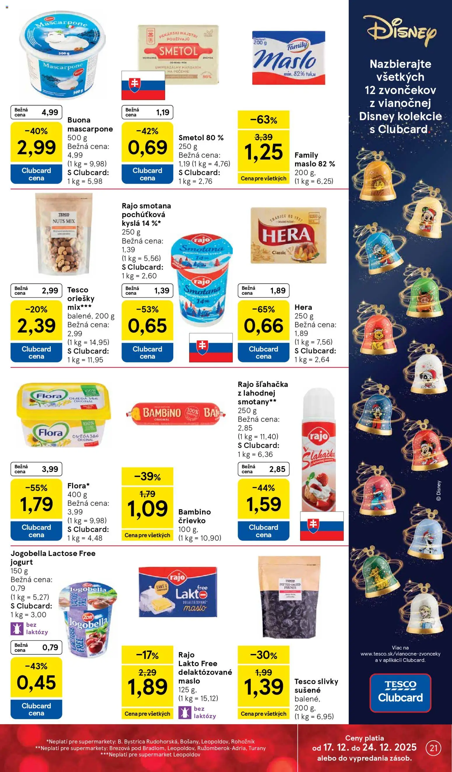 Nové Tesco akcie – leták je platný od 17.12.2025 | Strana: 21 | Produkty: Jogurt, Smotana, Mascarpone, Hera