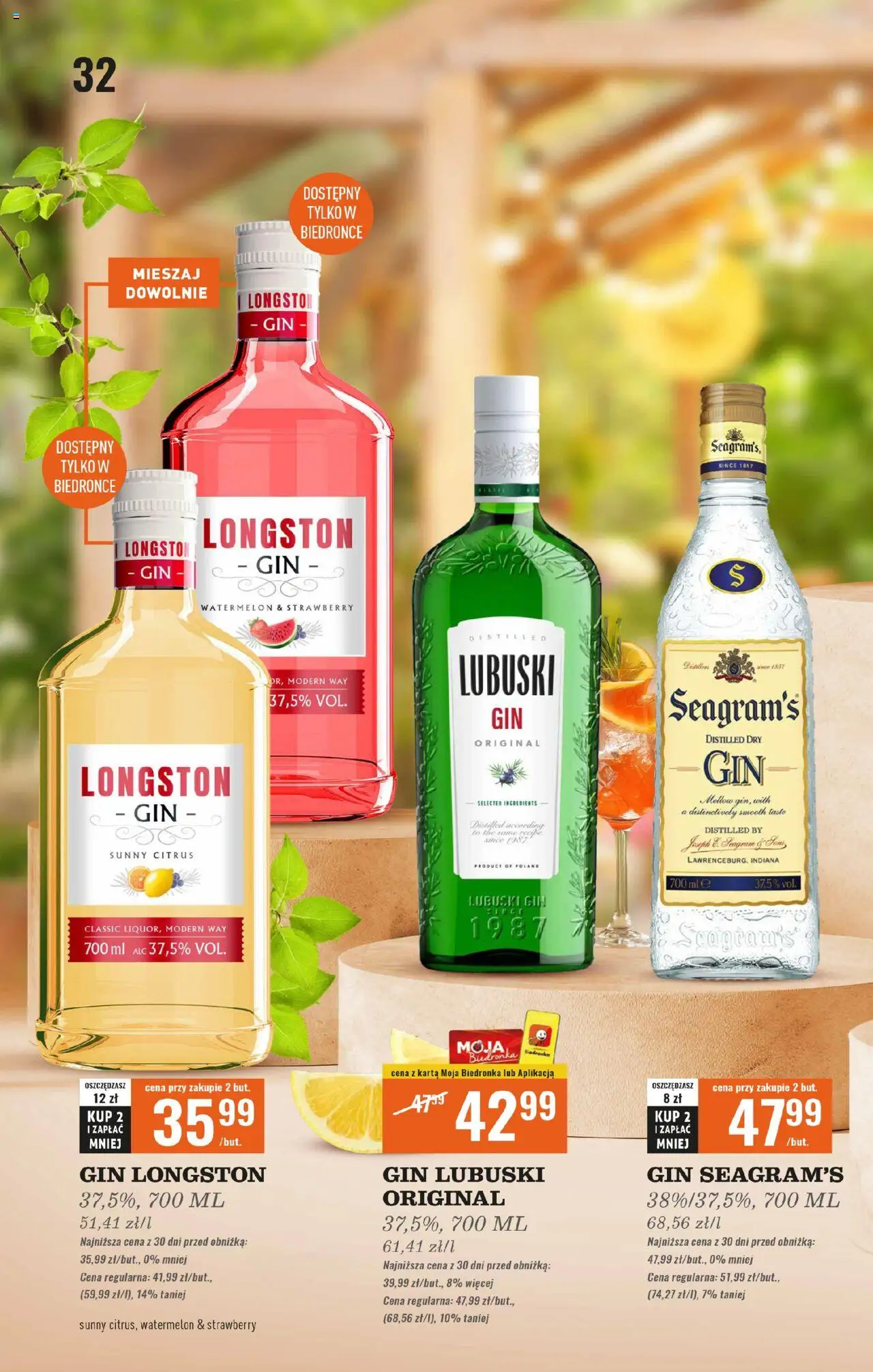 Biedronka gazetka - Czas na toast od 28.07.2025 | Strona: 34 | Produkty: Karta, Gin Seagram's, Gin Lubuski, Gin
